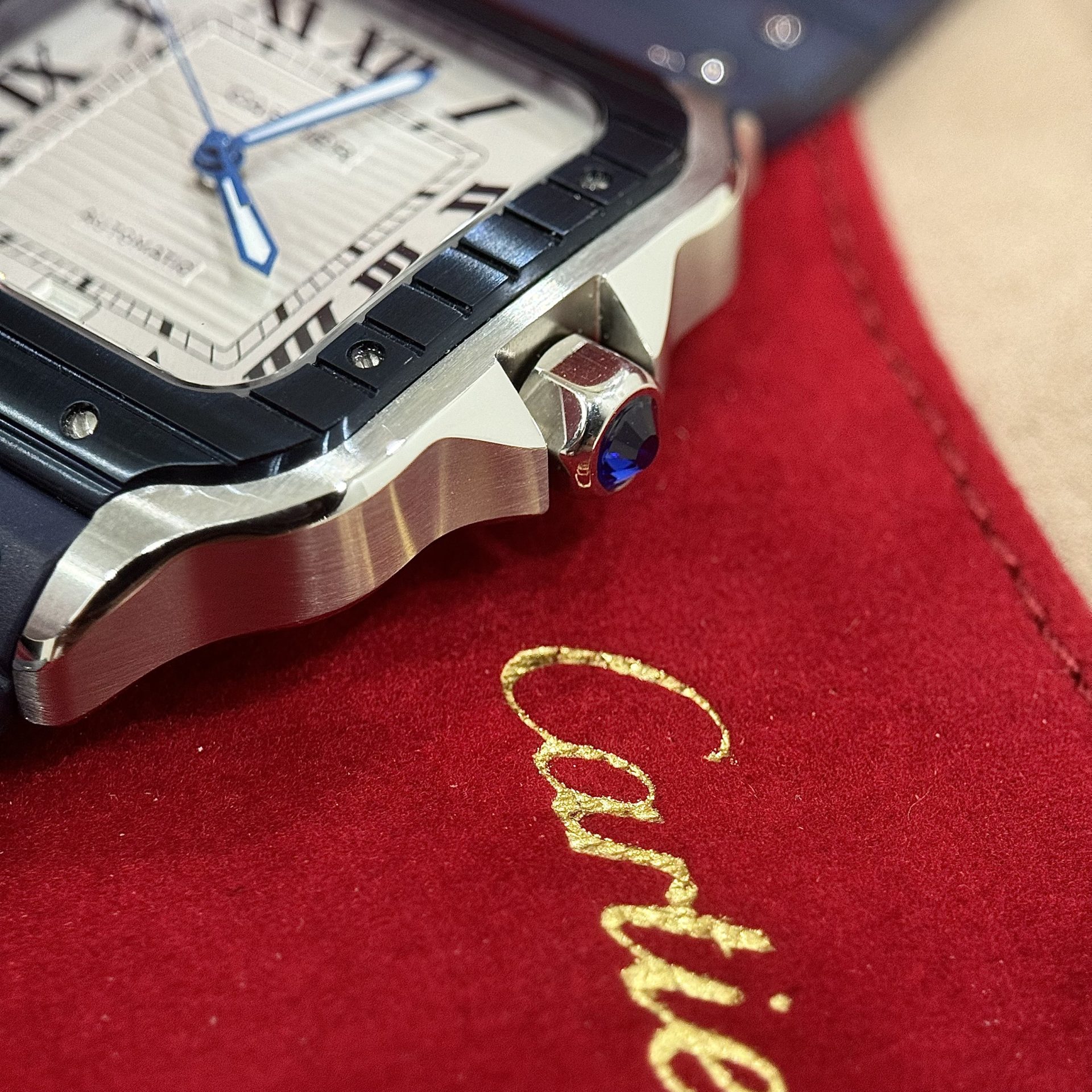 Cartier Replica Watch Santos White Dial Rubber Strap BV Factory 39.8mm