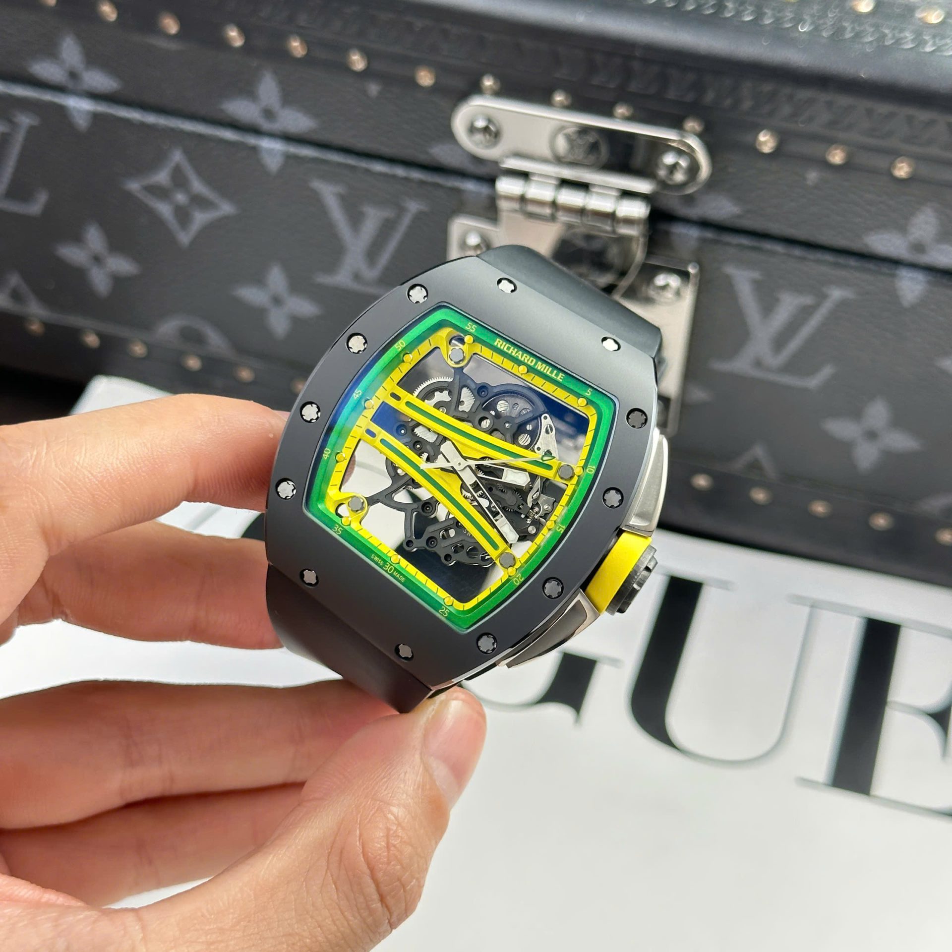 Richard Mille Copies Watch RM61-01 Manual Winding Yohan Blake Ceramic Black ZF 42.7×50.23mm