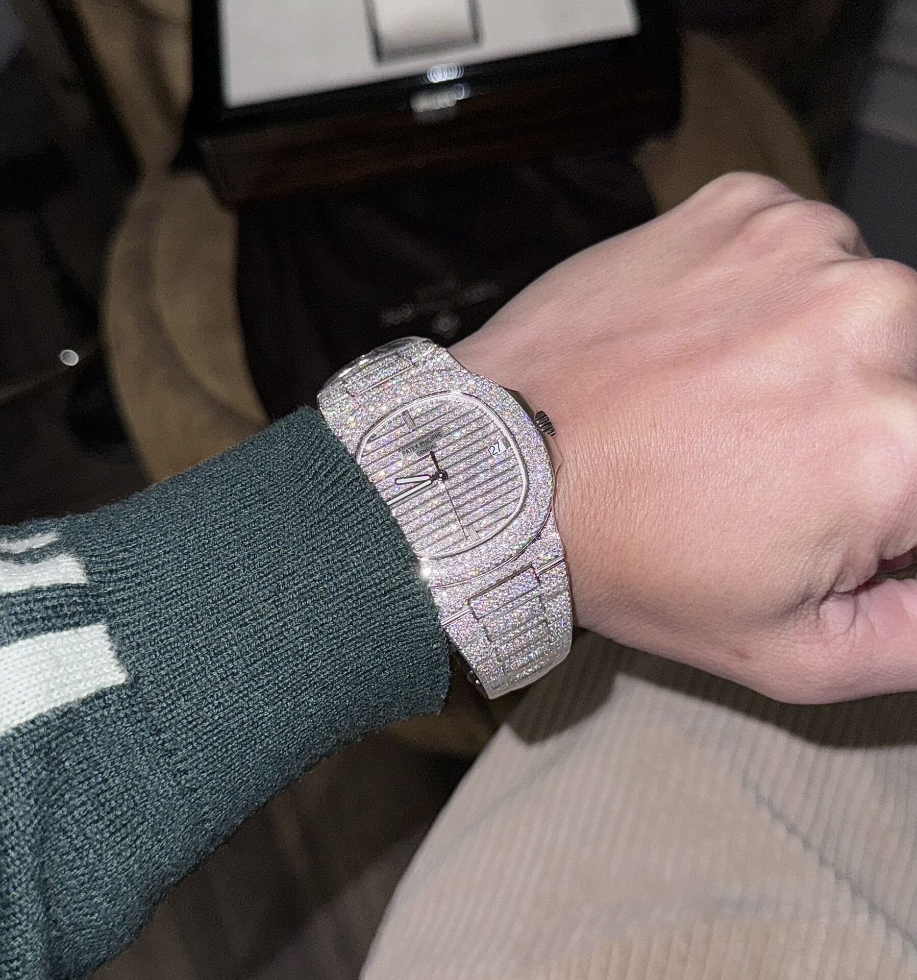 Patek Philippe Nautilus 5719 Best Replica Watch Custom Full Moissanite Diamonds 40mm