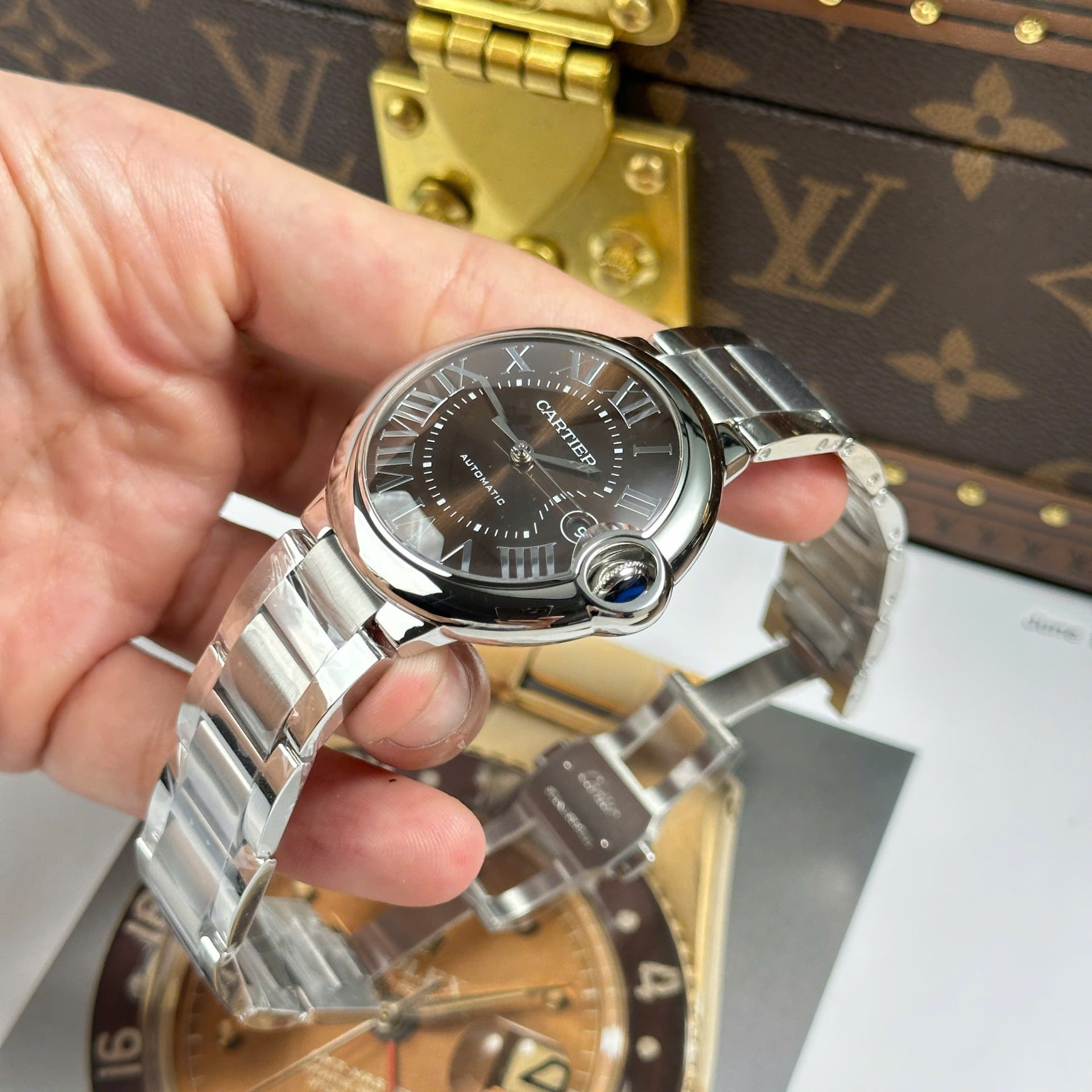 Cartier Ballon Bleu Best Copies Watch Brown Dial Metal Wire AF Factory 40mm