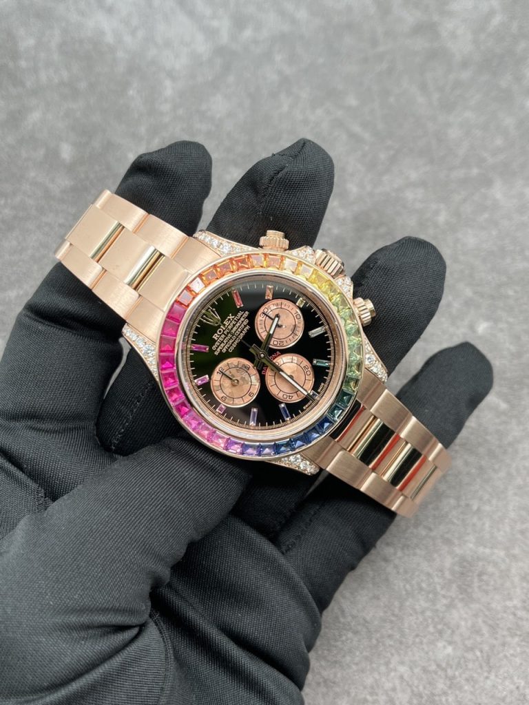 Rolex Custom Daytona Rainbow M116595R 18K Solid Gold And Gemstones 40mm