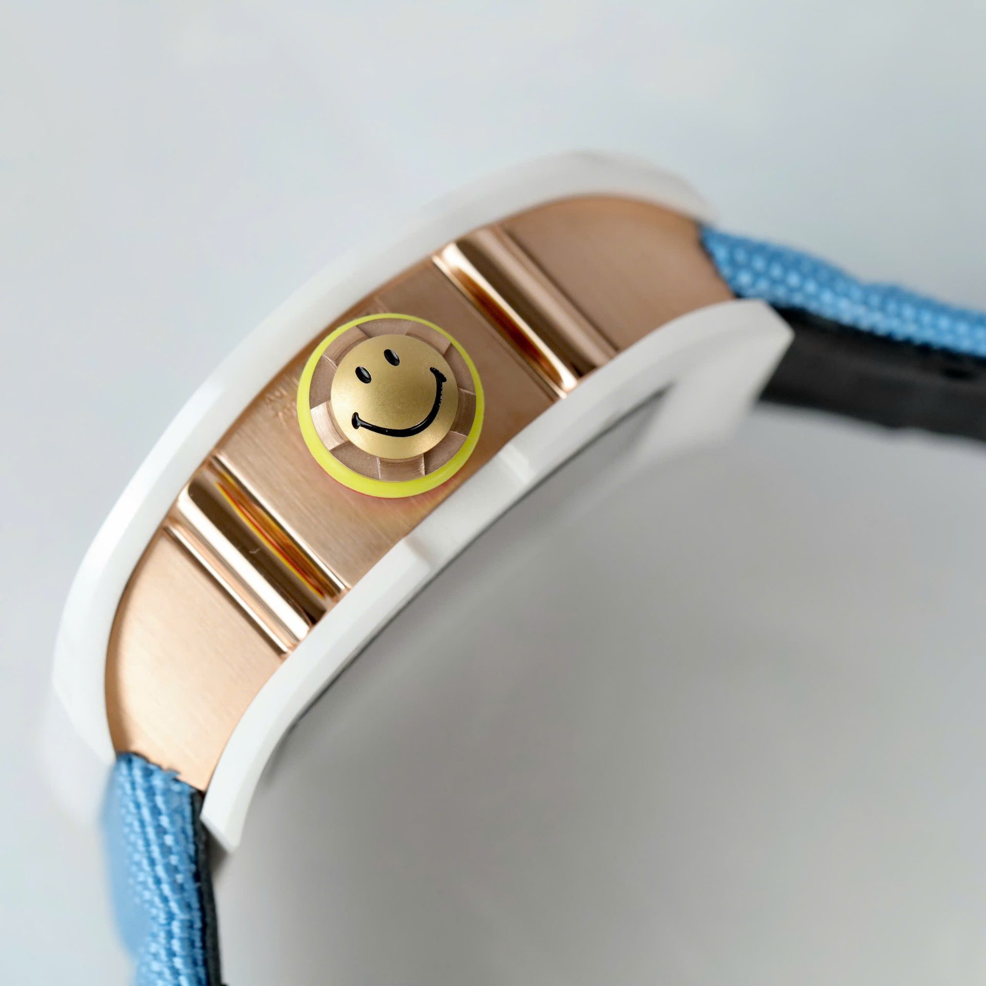 Richard Mille Copies Watches RM88 Smiley Fabic Nato Strap Blue 42mm