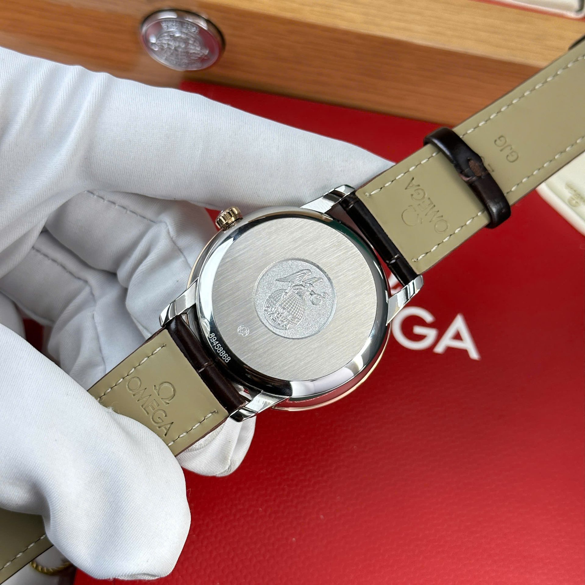 Omega De Ville Prestige Power Reserve Replica 11 Watch Dial Chocolate Leather Strap 39.5mm