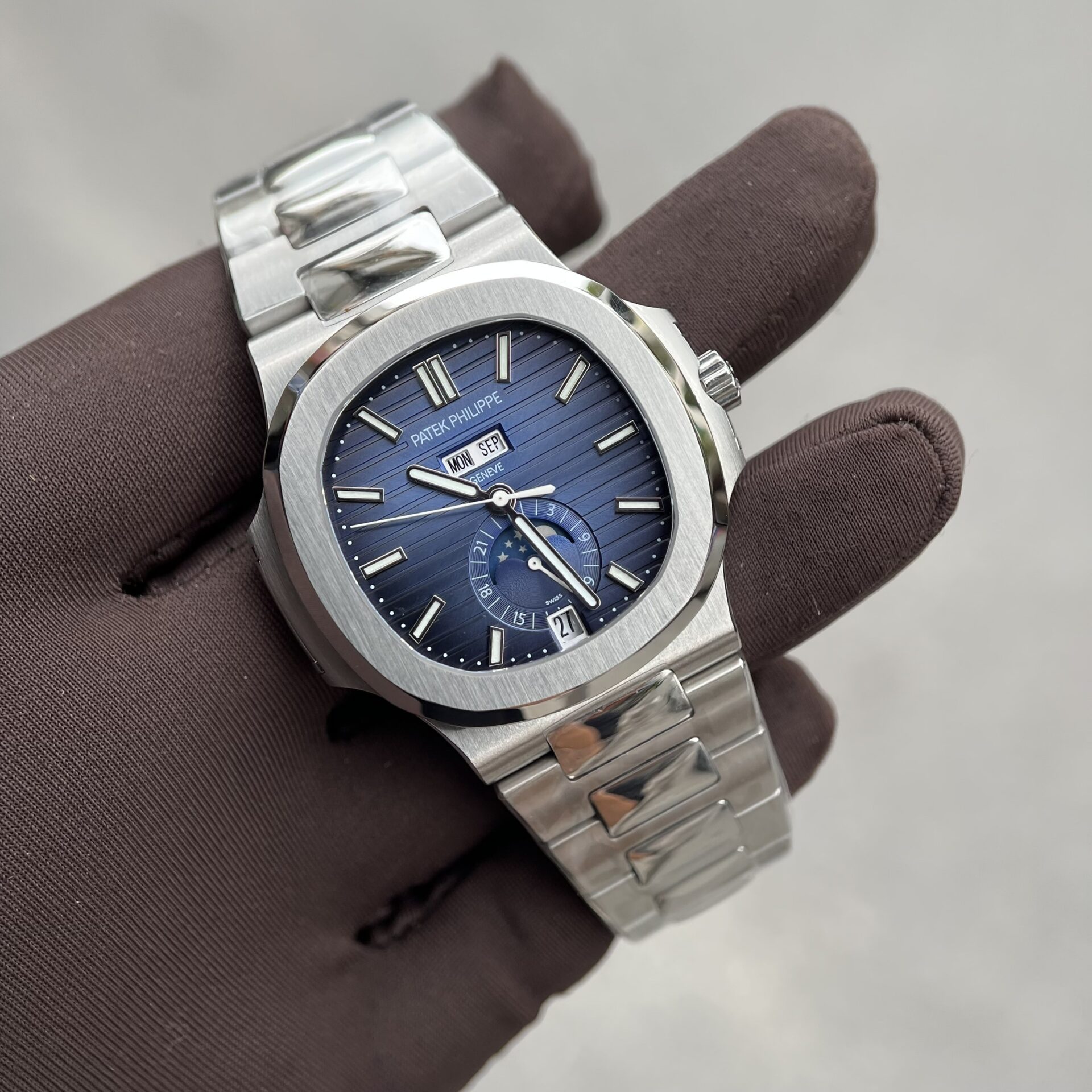 Patek Philippe 5726G Replica Watch Steel Strap Blue Dial 40.5mm