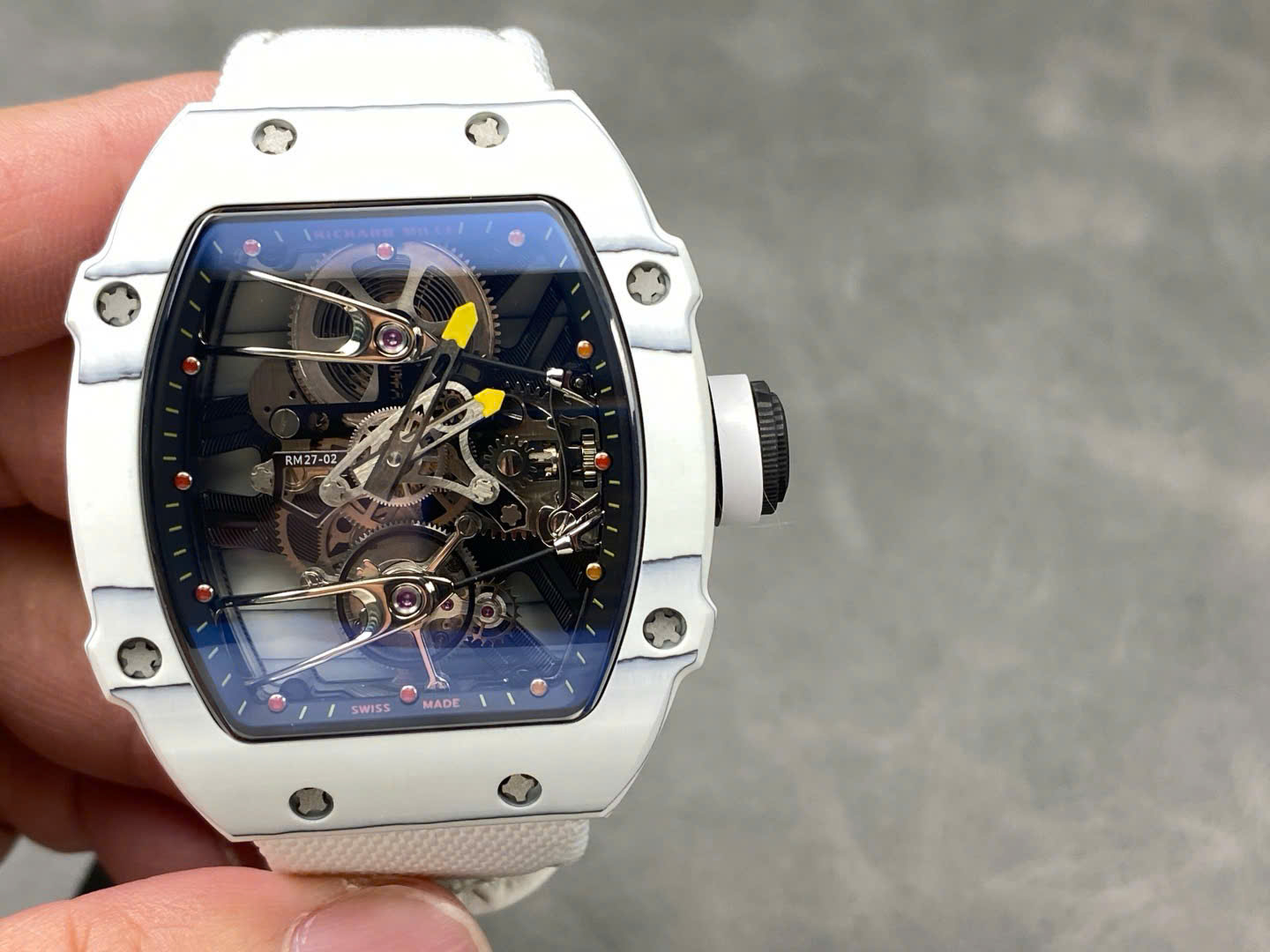 Richard Mille RM27-02 Rafael Nadal Tourbillon White Carbom Best Replica Watches 40x48mm