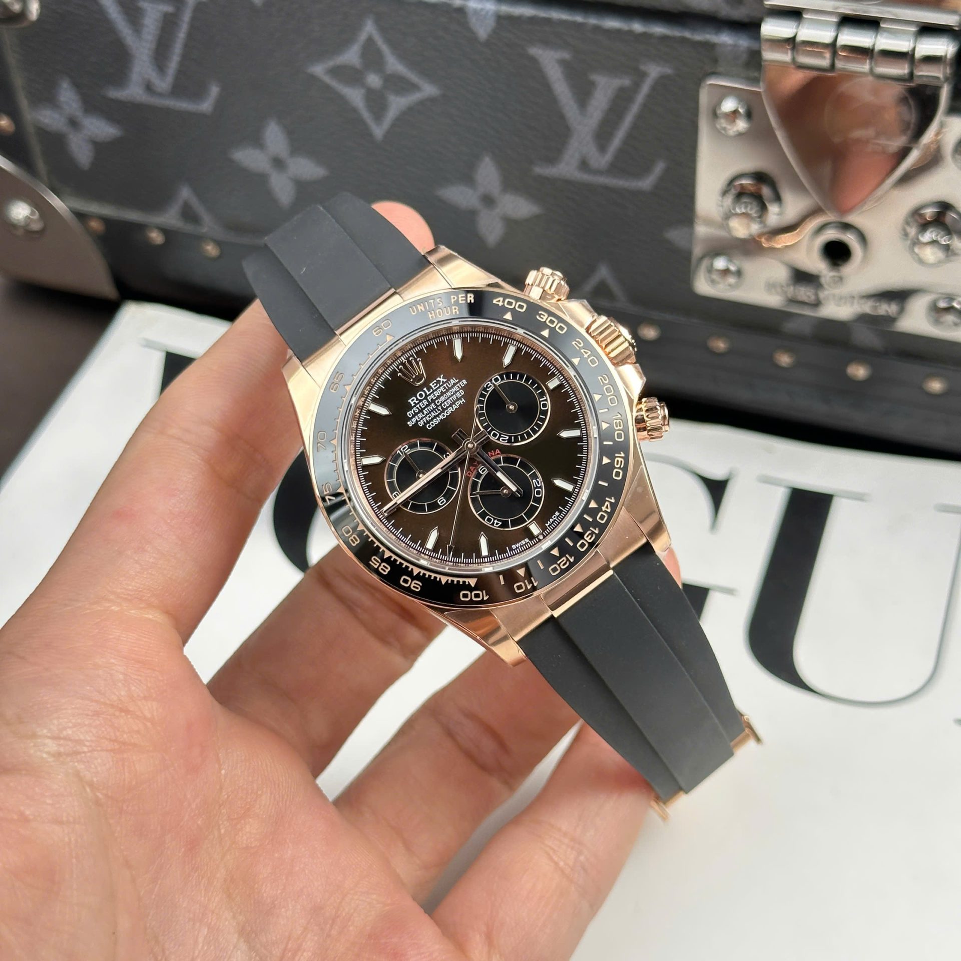 Rolex Cosmograph Daytona 126515 Fake Watches Chocolate Dial Rubber Strap THB Factory 40mm