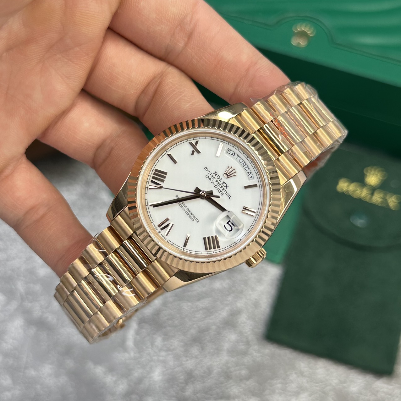 Rolex Replica Watch Day-Date 228235 Rose Gold White Dial V2 GM Factory 40mm