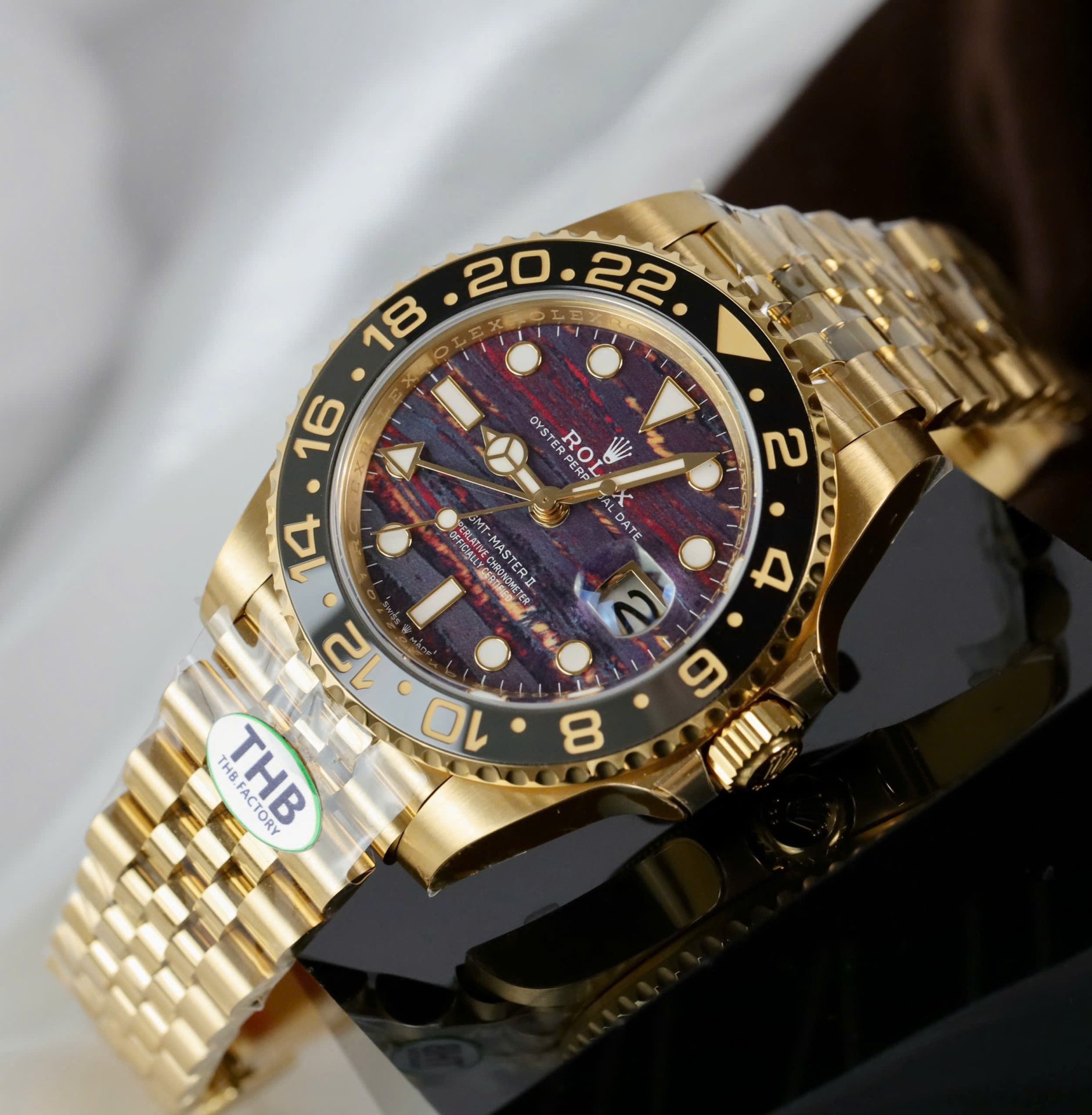 Rolex GMT-Master II 126718GRNR Replica Watch Tiger Eye Stone Dial THB Factory 40mm