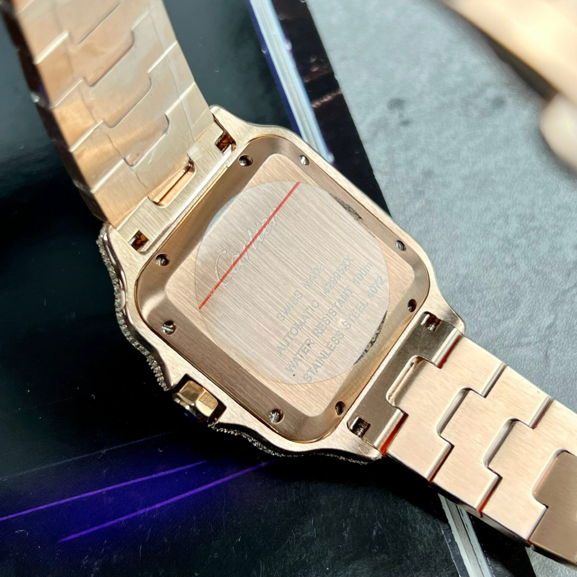 Cartier Santos Men s Full Diamond Replica Watch Highest Quality 39.8mm