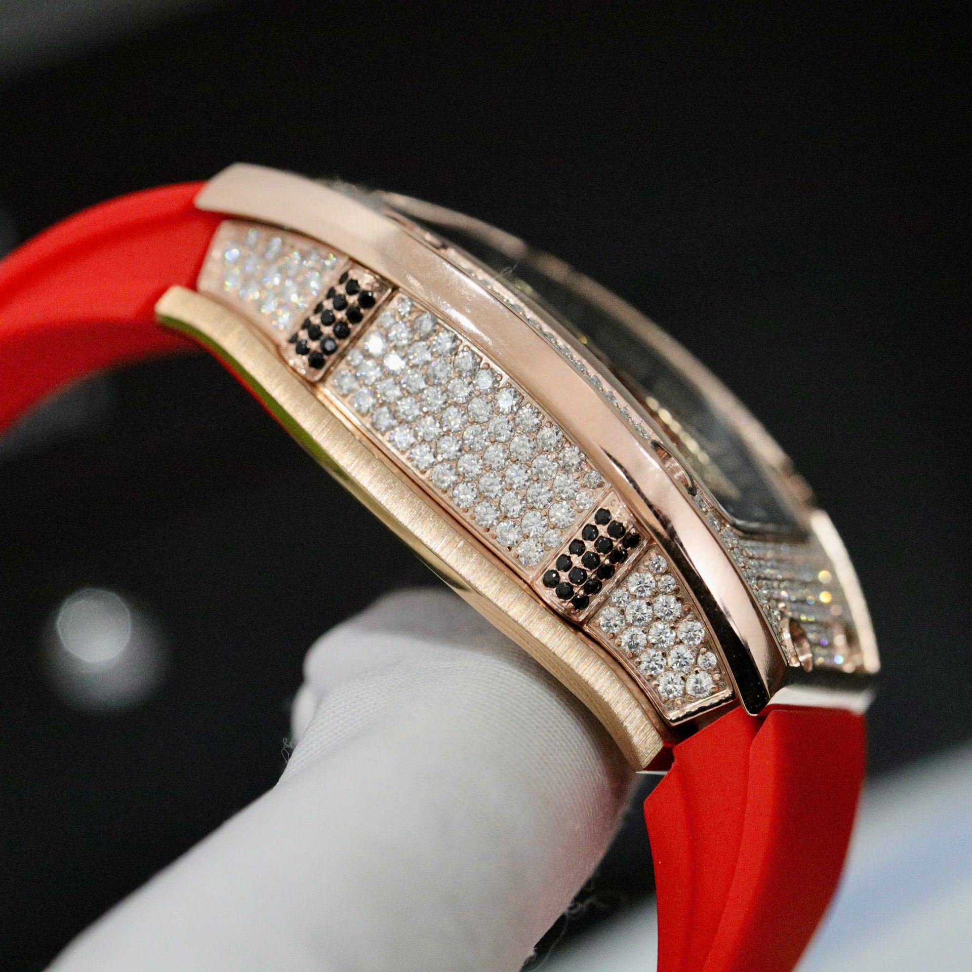 Richard Mille RM007 Replica Watch Custom Moissanite Diamonds Red 36mm