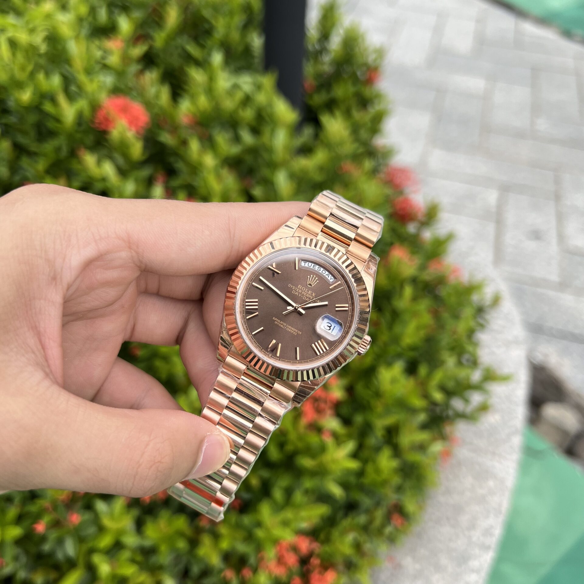 Rolex Day-Date Replica 1:1 Watch Chocolate Dial EW Factory 40mm