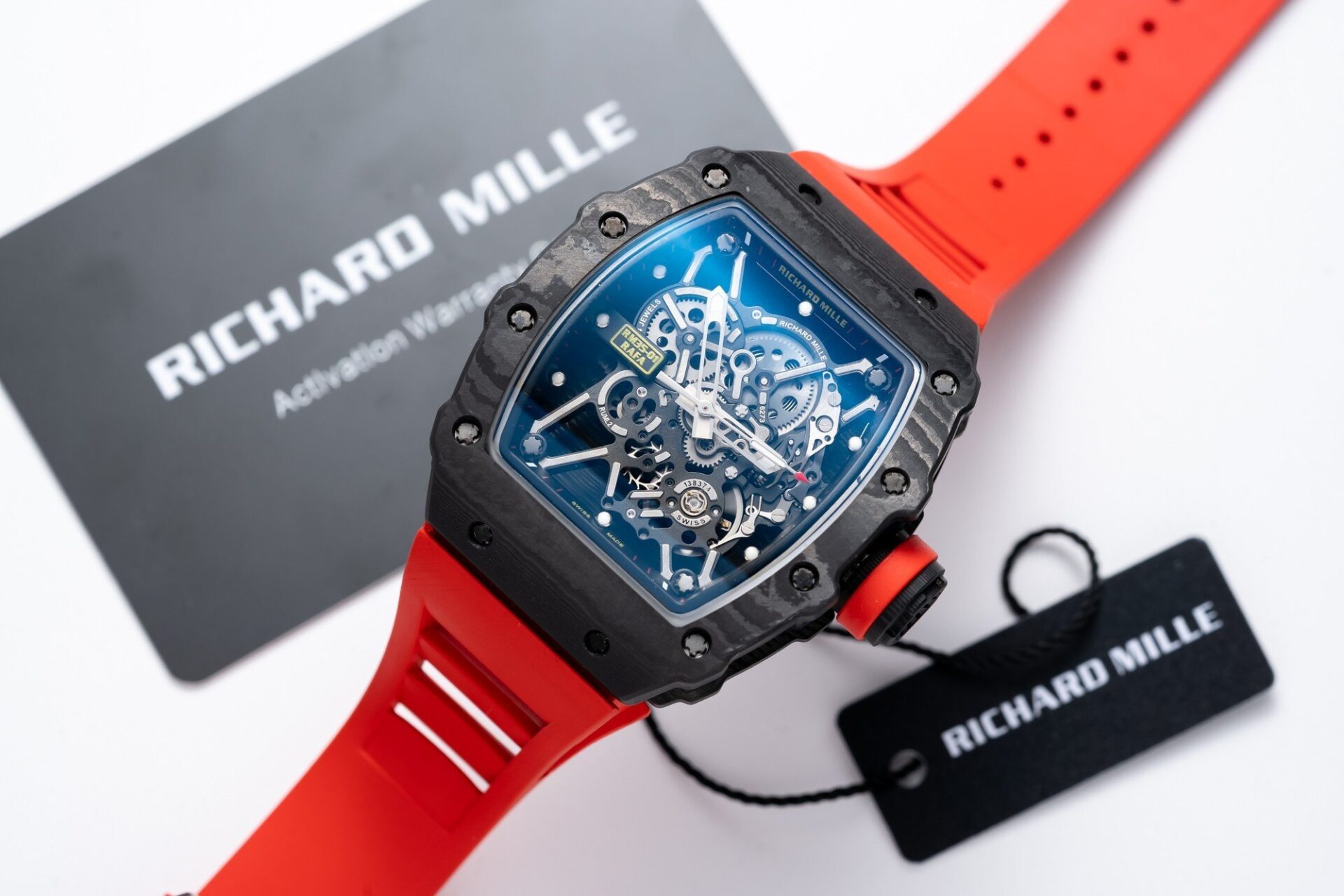Richard Mille RM35-01 Replica 1:1 Watch Red Rubber Strap 45mm