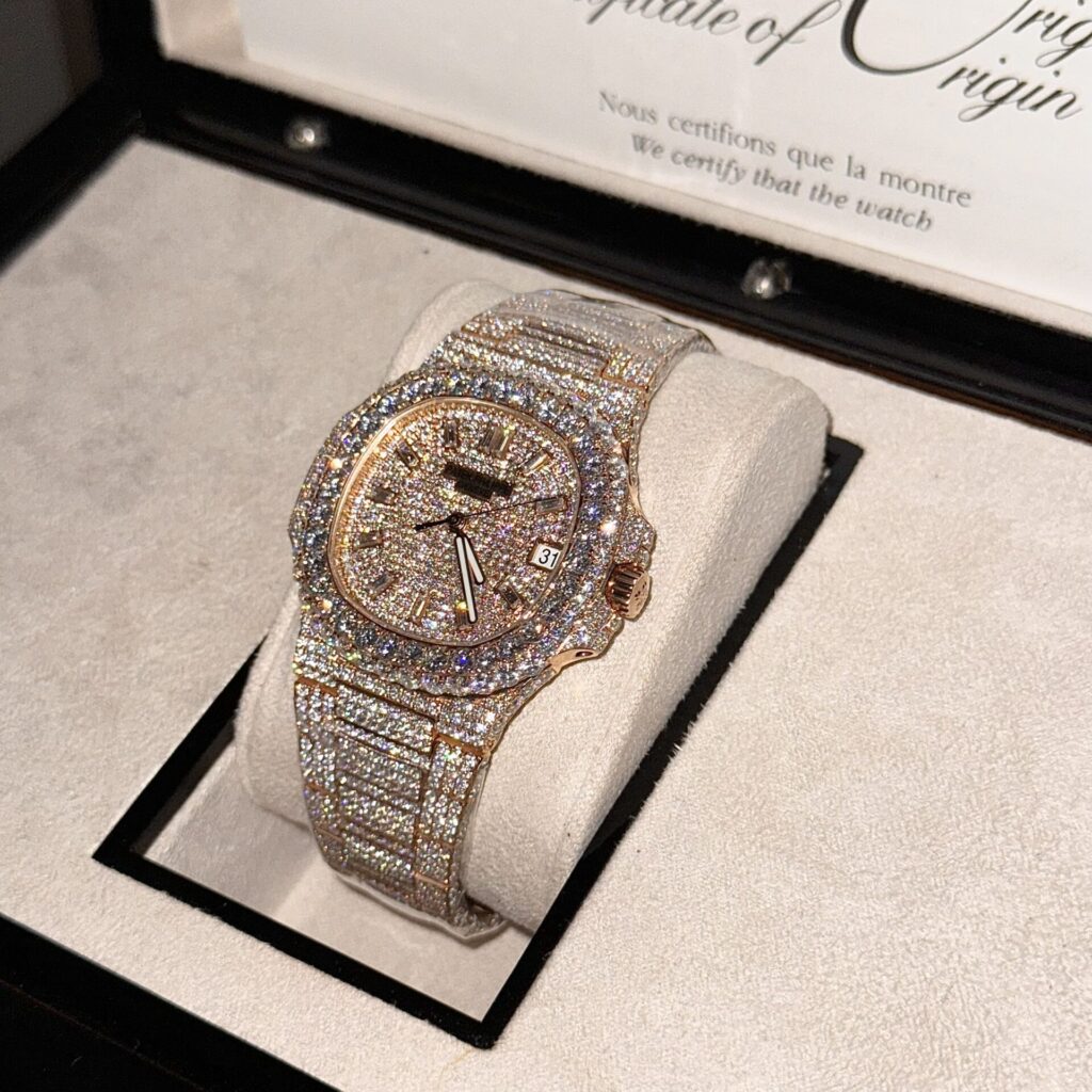 Patek Philippe Best Replica Watch Nautilus 5719 Gold Wrapped   Moissanite Diamonds Custom 40mm