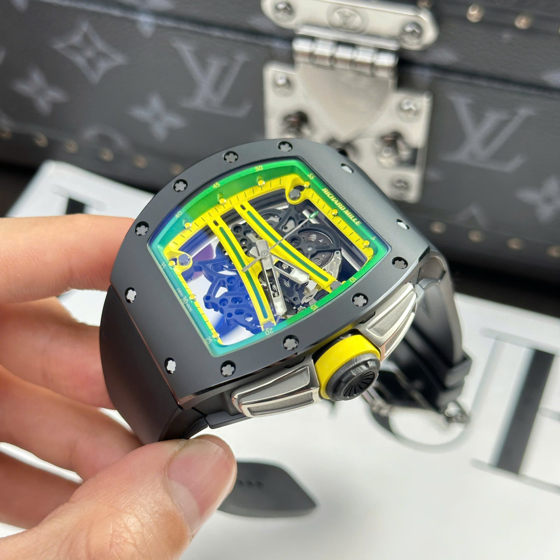 Richard Mille Copies Watch RM61-01 Manual Winding Yohan Blake Ceramic Black ZF 42.7×50.23mm
