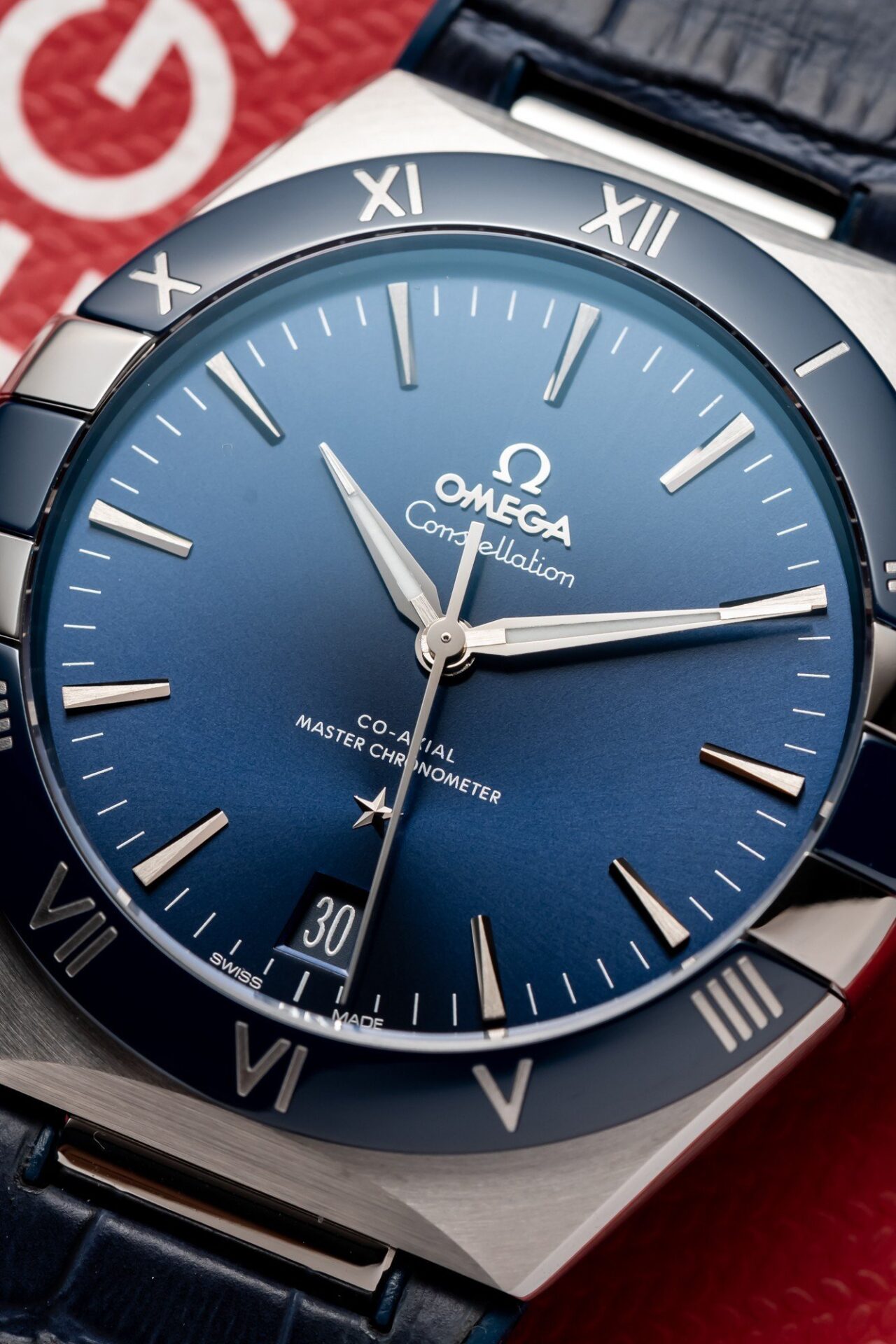 Omega Constellation Replica 11 Watch Blue Dial Leather Strap 41mm