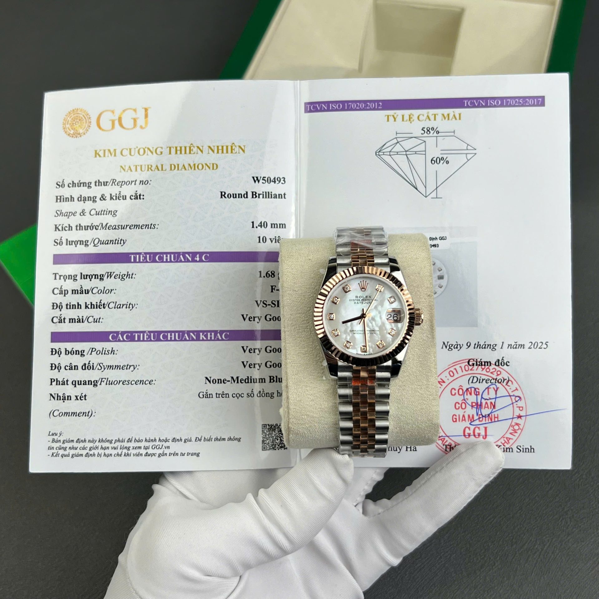 Rolex DateJust Replica Watch Gold Wrapped + MOP Dial Natural Diamond Markers GM Factory 31mm