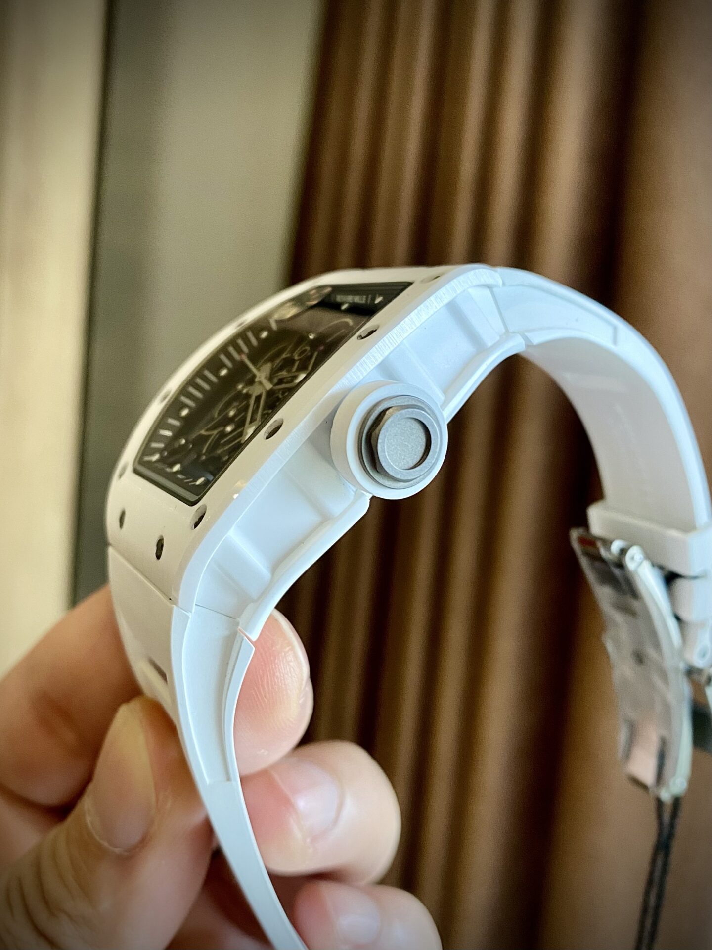 Richard Mille Replica Watch RM055 White Ceramic Rubber Strap ZF Factory 45mm