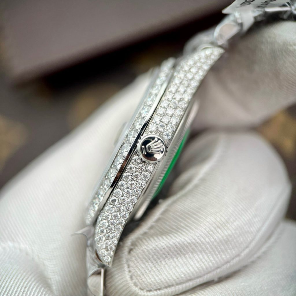 Rolex Replica Watch DateJust Custom Full Diamonds Moissanite 41mm