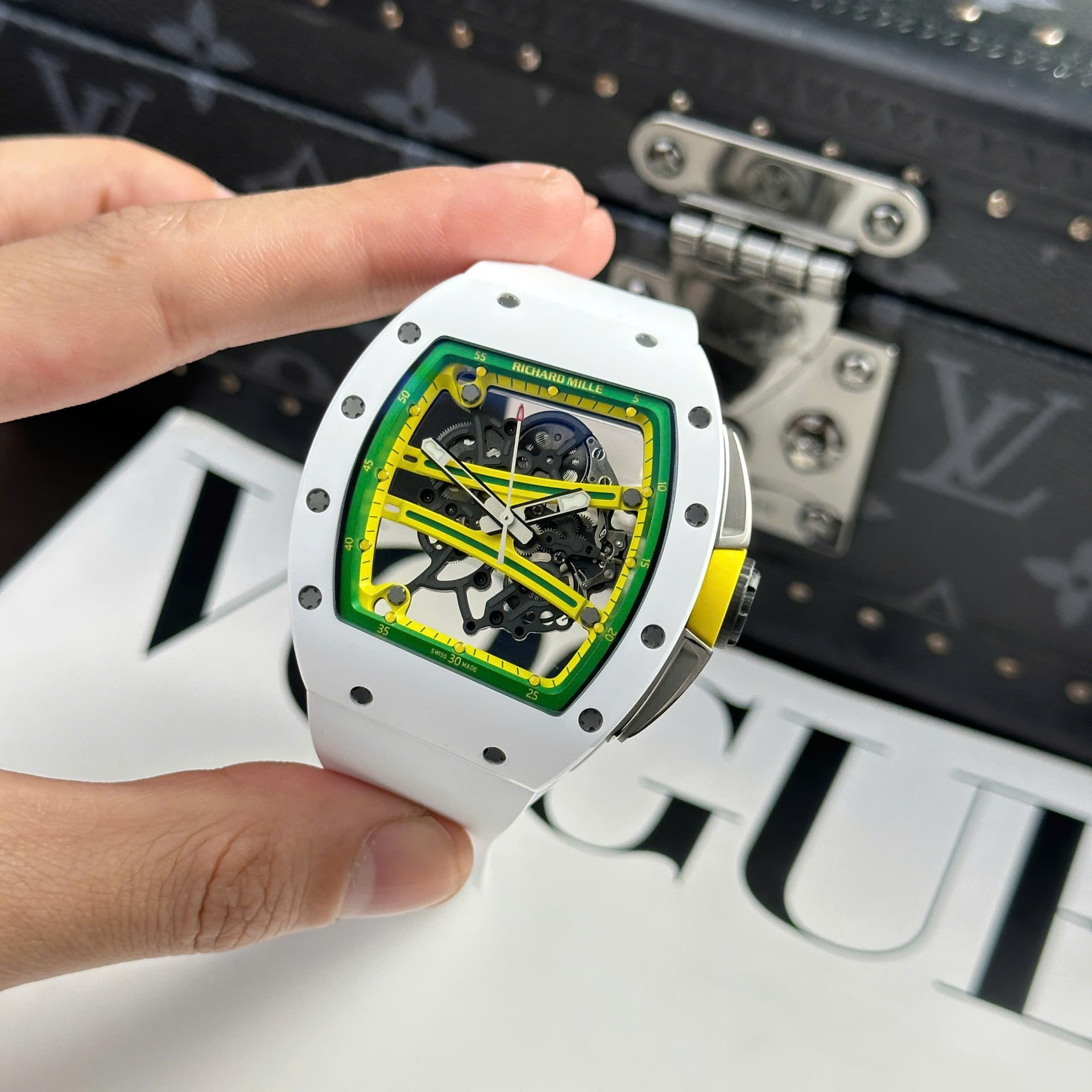 Richard Mille Best Copies Watch RM61-01 Manual Winding Yohan Blake Ceramic White ZF 42.7 50.23mm