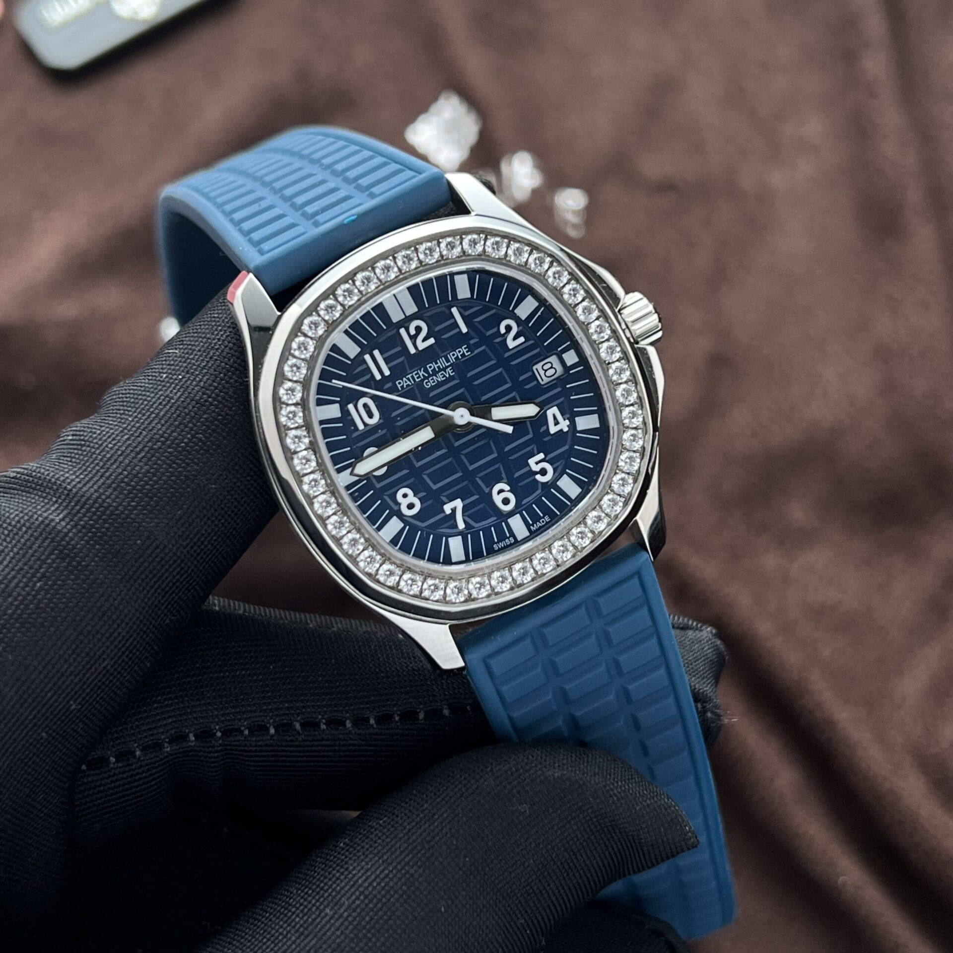 Patek Philippe Aquanaut 5067 Fake Watch Blue Dial Rubber Strap PPF Factory 35.6mm