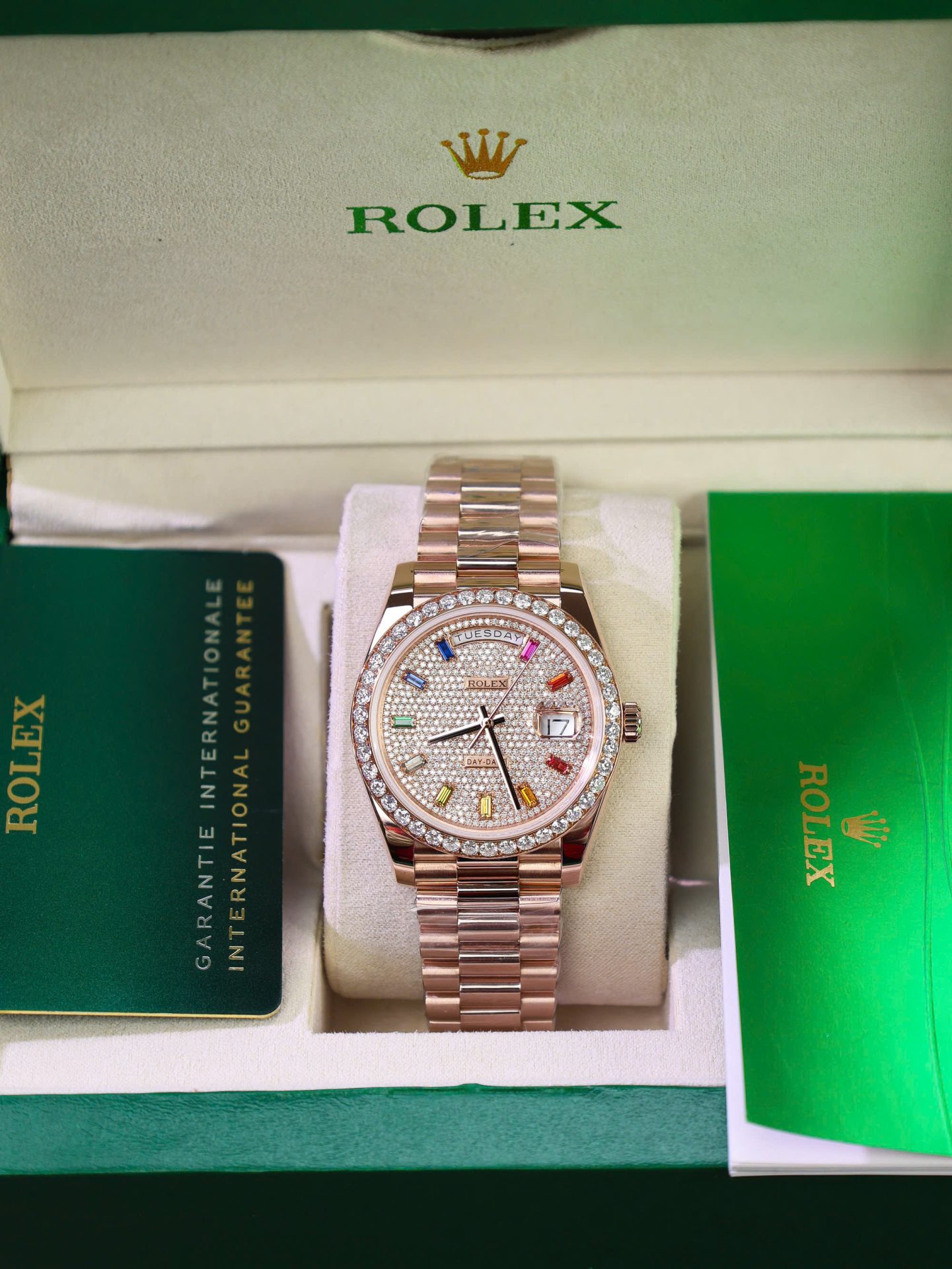 Rolex Day-Date Copies Watches Moissanite Diamonds + 18K Gold Wrapped Custom GM Factory 40mm