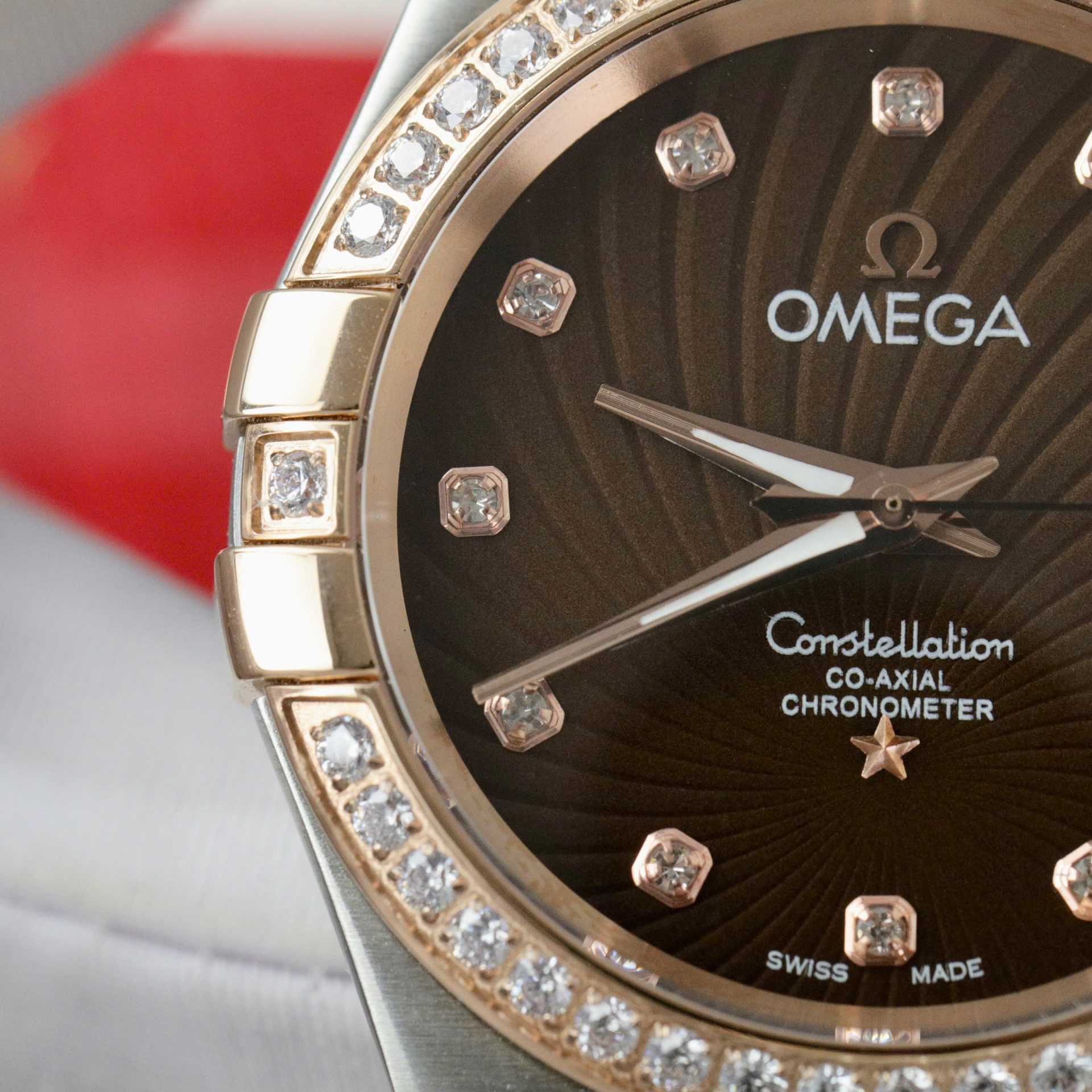 Omega Constellation Co-Axial Fake Watch Brown Dial Metal Strap 38mm