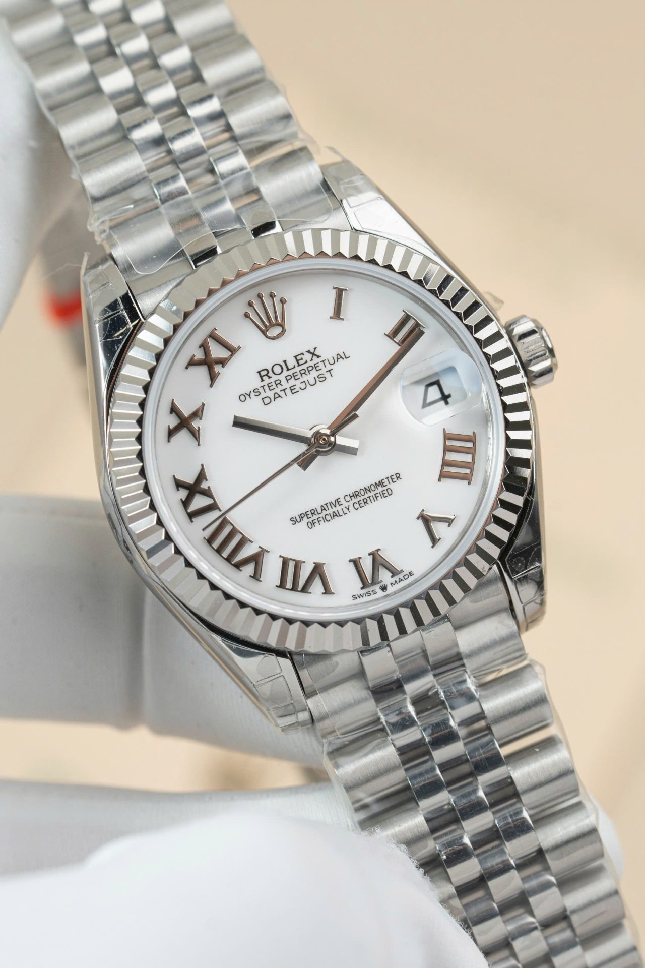 Rolex DateJust Lady Fake Watch White Dial Roman Numerals 31mm