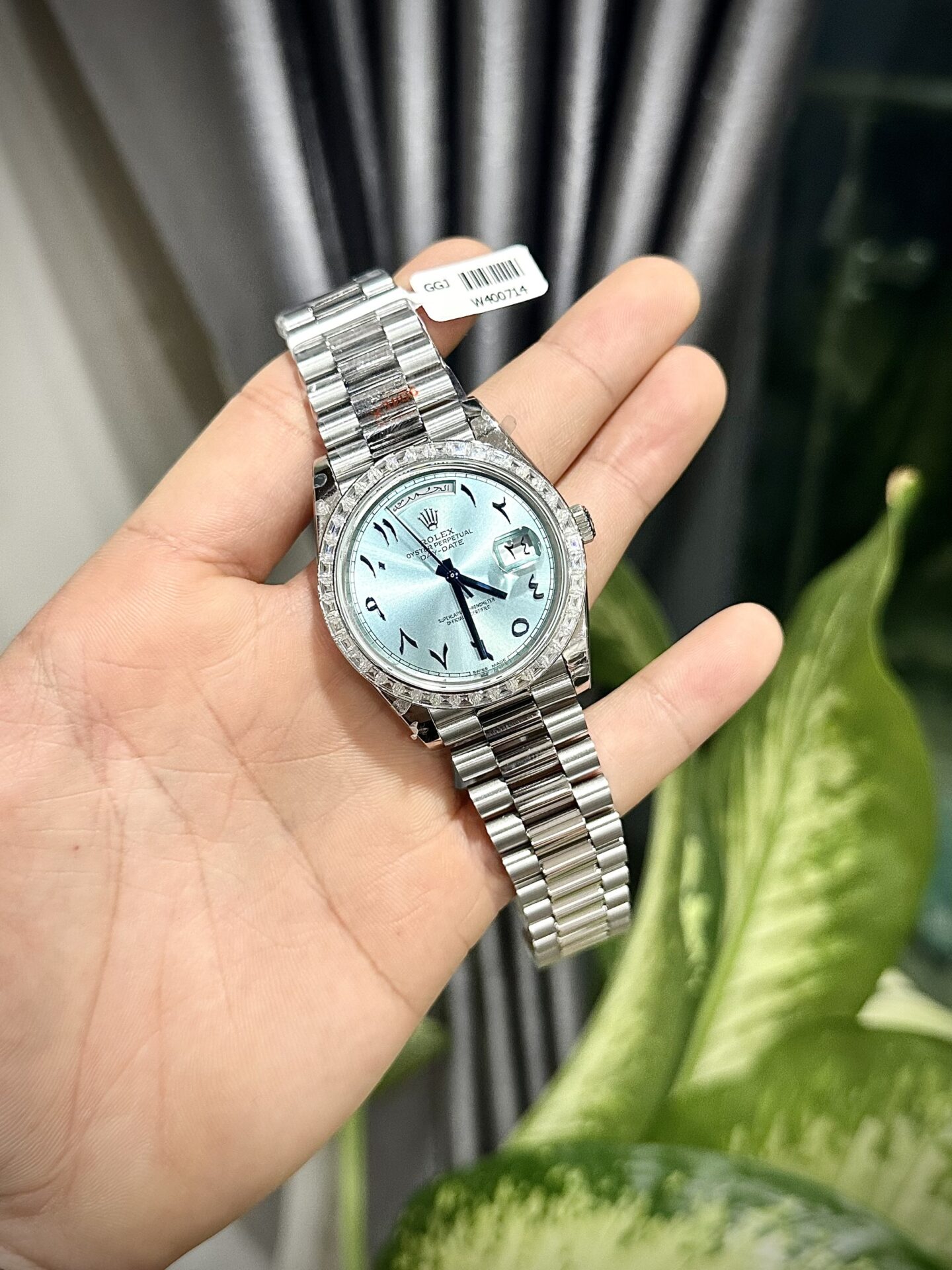 Rolex Day-Date Replica Watch Ice Blue Dial Number Pile Arabic GM Factory 40mm