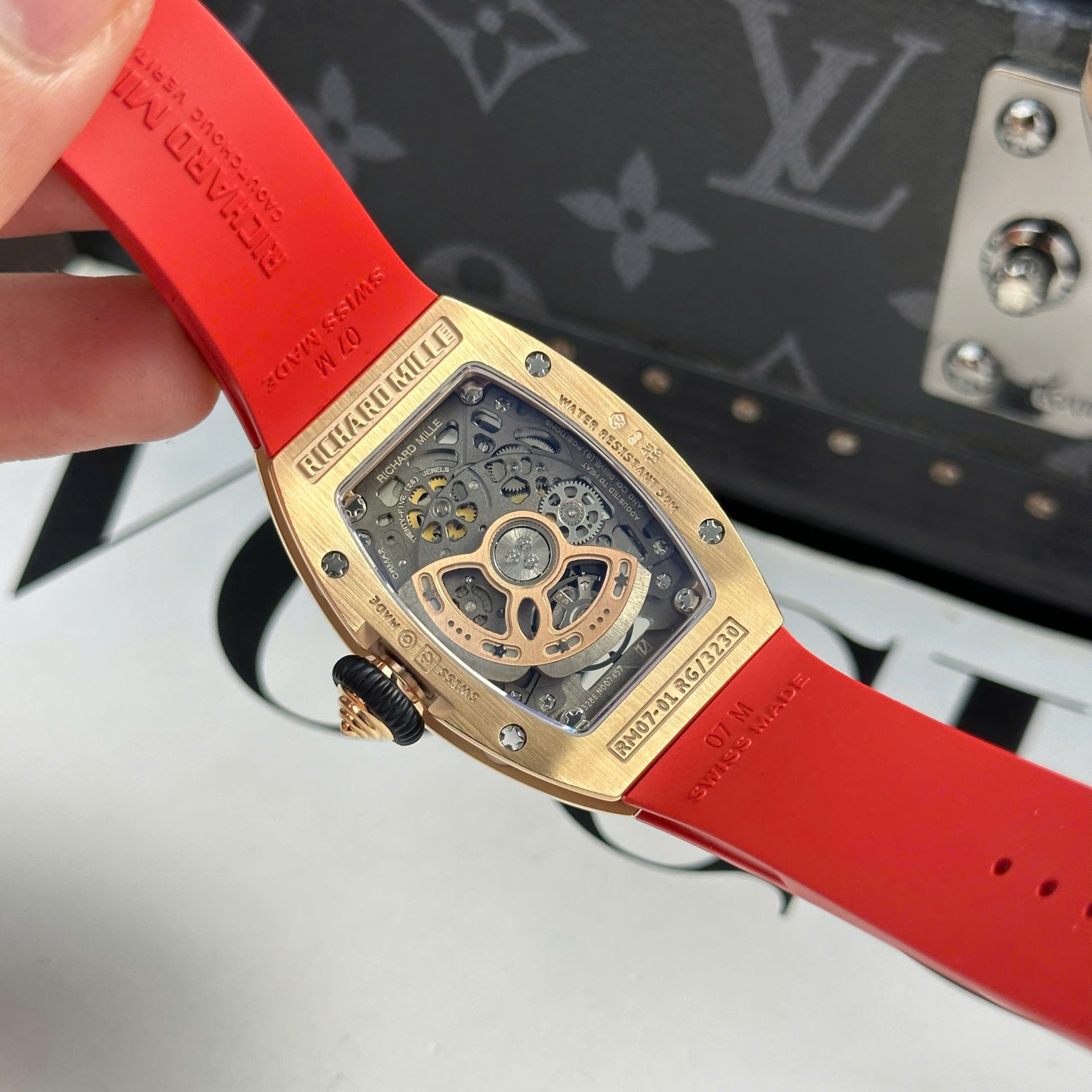Richard Mille RM07-01 Best Replica Watches Diamonds Red Rubber Strap ZF Factory 36mm