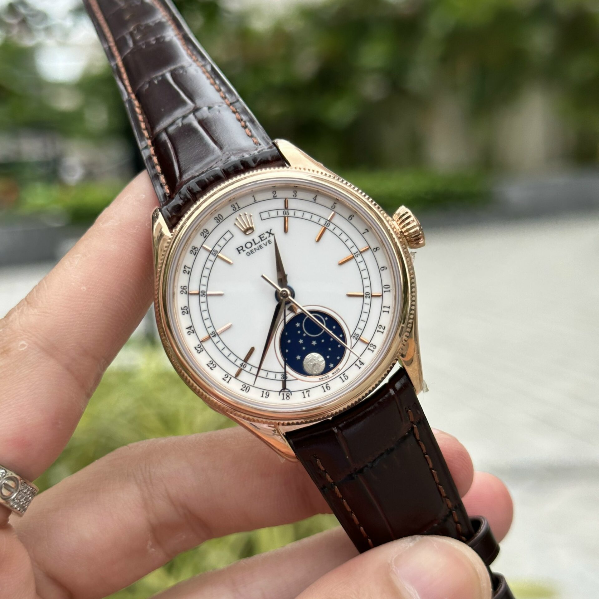 Rolex Replica 1:1 Watch Cellini Moonphase 50535 Leather Strap 39mm