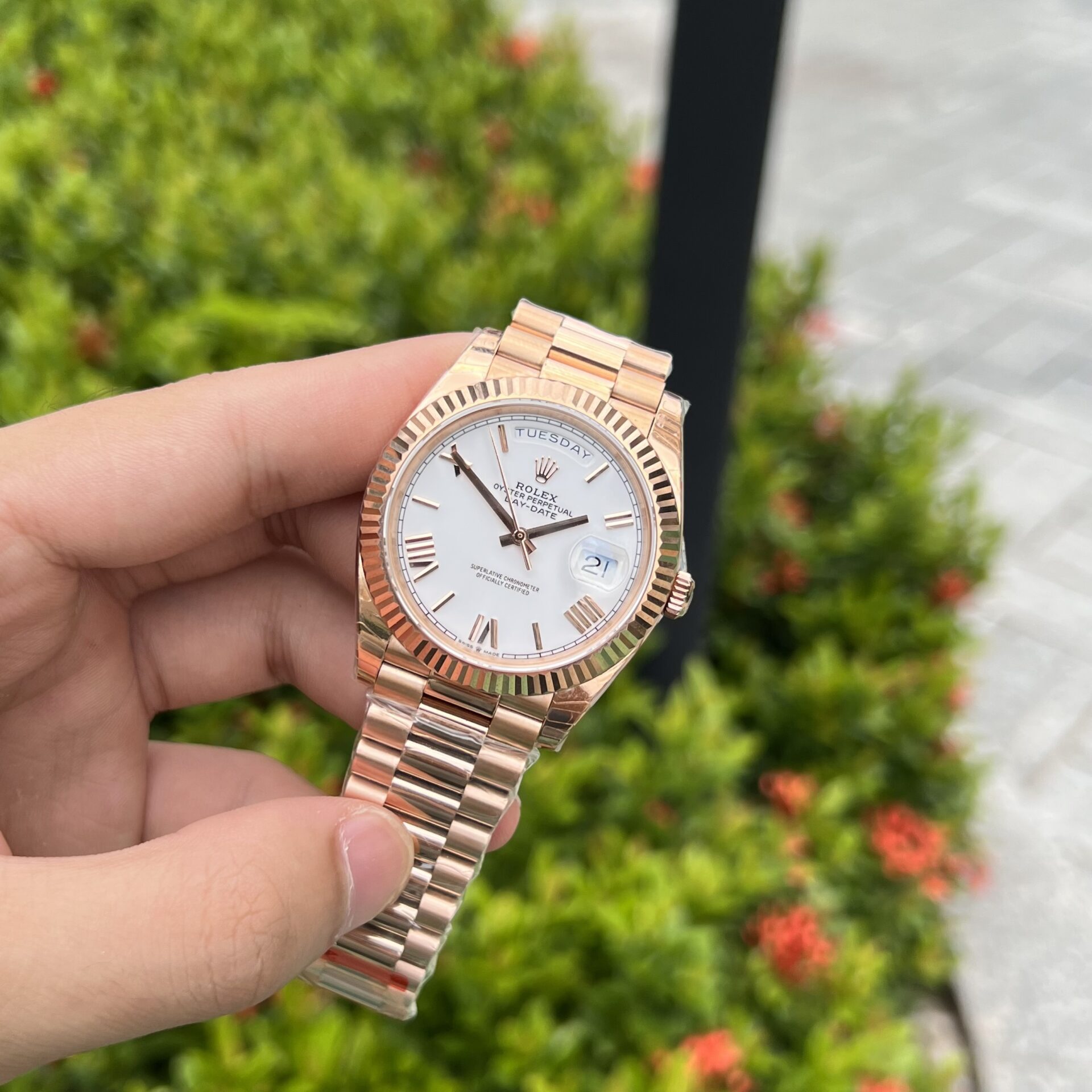 Rolex Day-Date Rose Gold Best Replica Watch White Dial 40mm