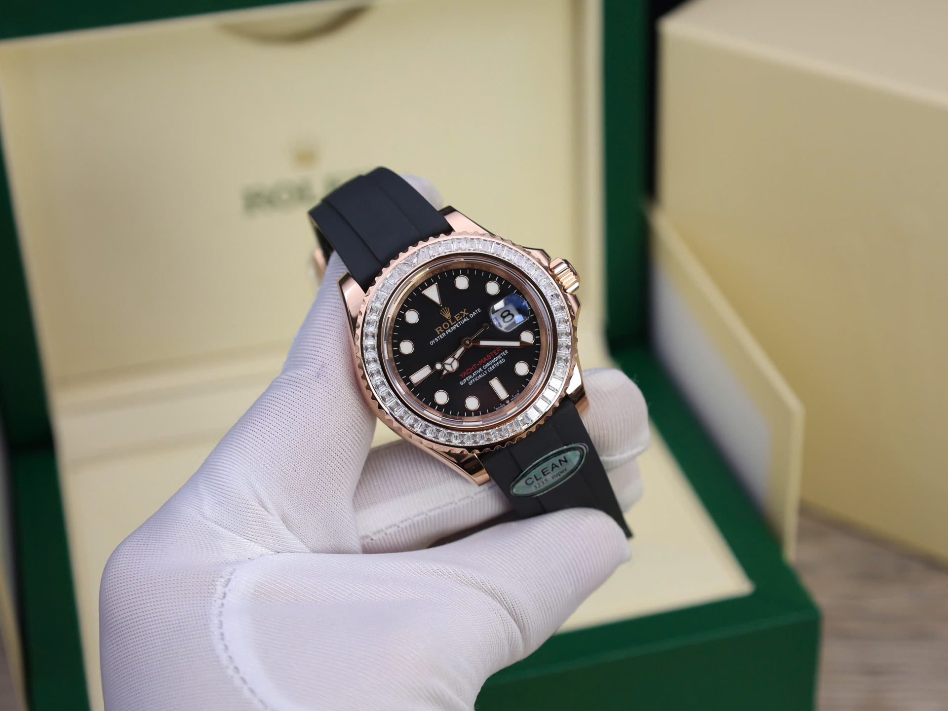 Rolex Yacht-Master Custom Gold Wrapped With Moissanite Baguette Diamond Hong Kong 40mm
