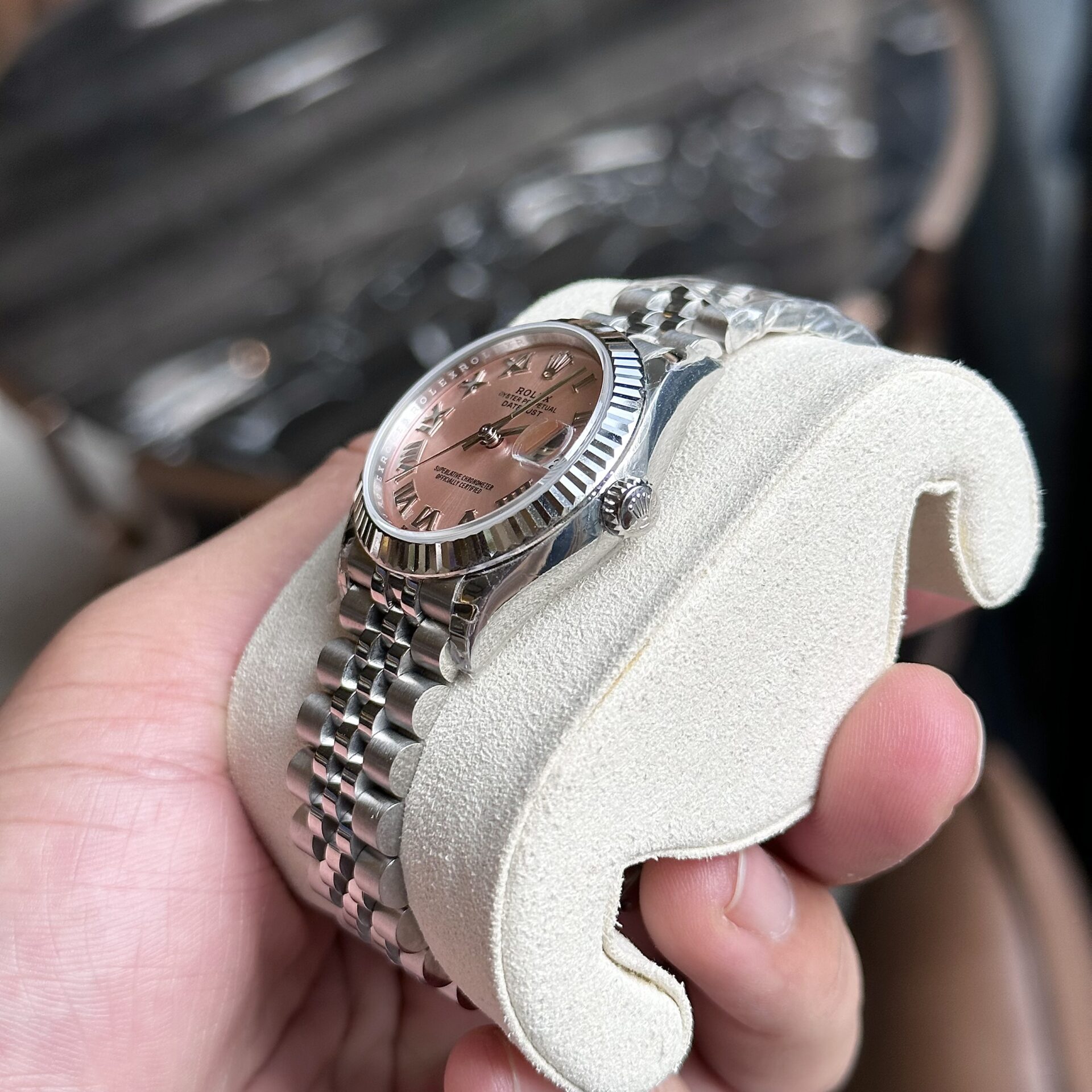 Rolex DateJust Pink Dial Replica Women s Watch Roman Numerals EW 31mm