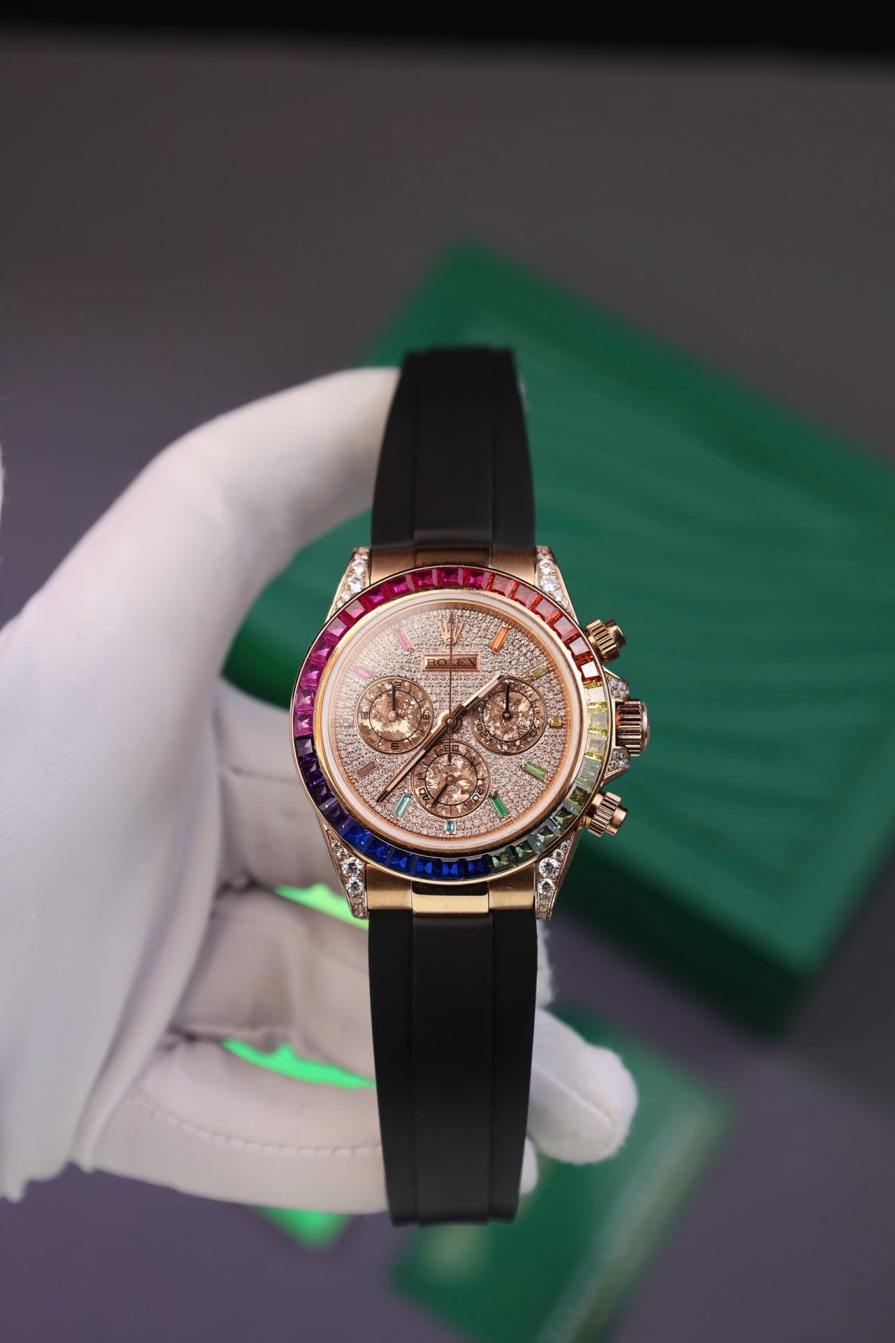 Rolex Daytona Rainbow Copies Watch Rubber Strap MS Factory 40mm