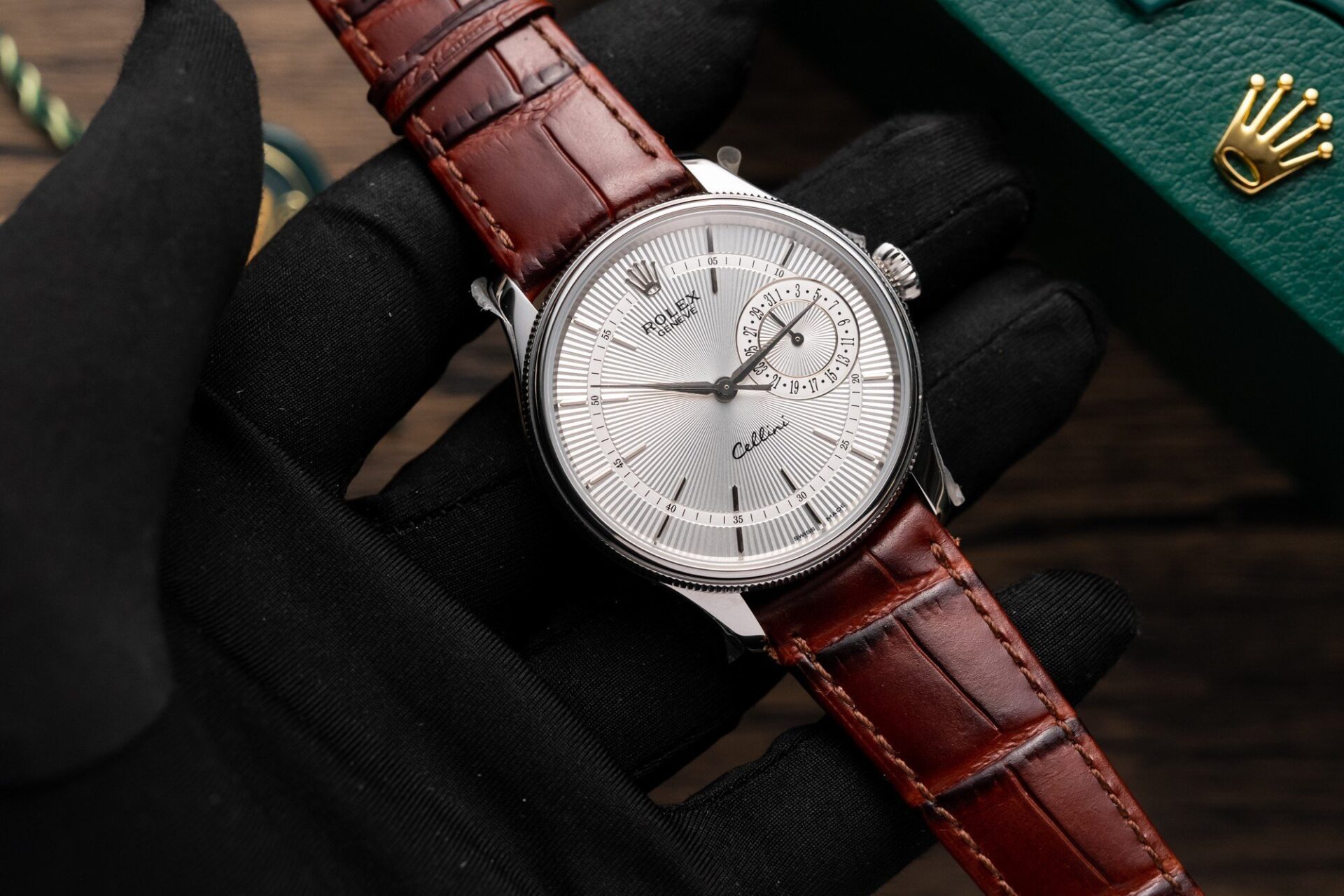 Rolex Replica 1:1 Watch Cellini Date 50519 Brown Leather Strap 39mm