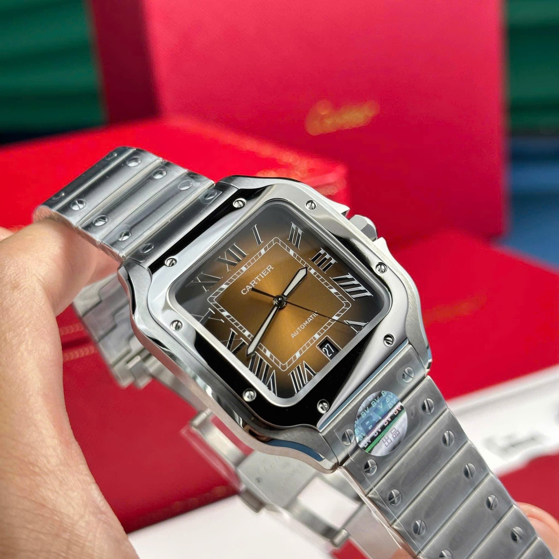 Cartier Santos WSSA0064 Replica Watch Brown Dial BV Factory 39.8mm