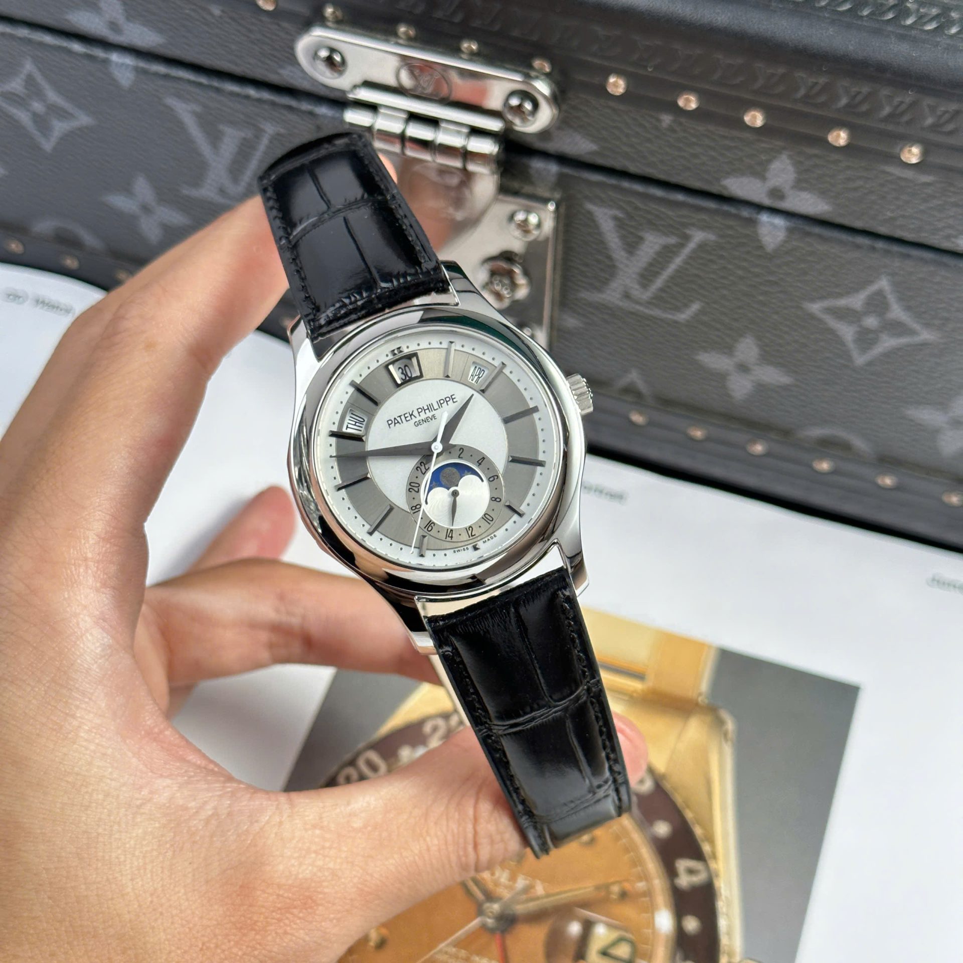 Patek Philippe Complications 5205G Replica Watch Leather Strap 40mm