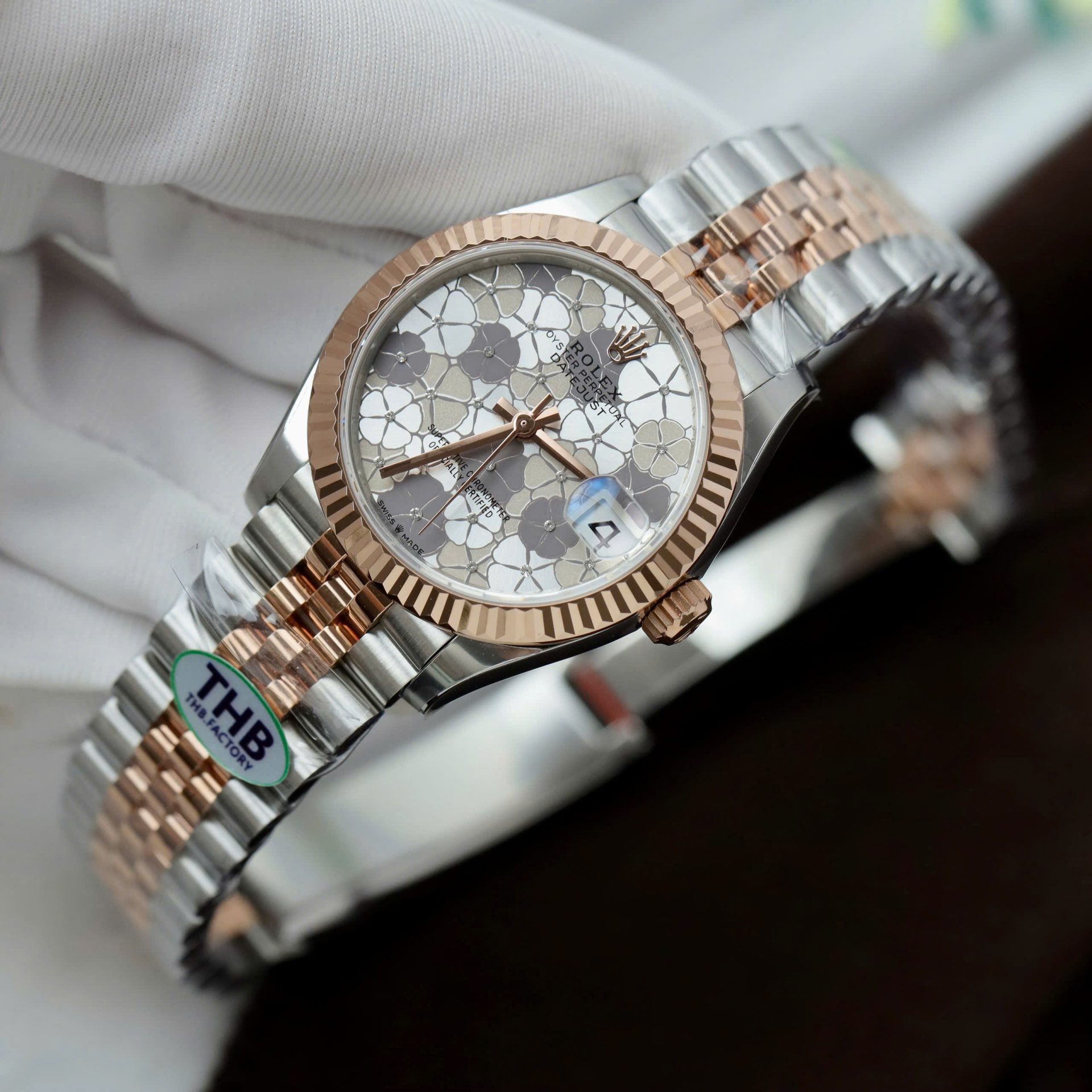 Rolex DateJust Best Replica Watch Women Flower Dial Jubilee Strap THB Factory 31mm