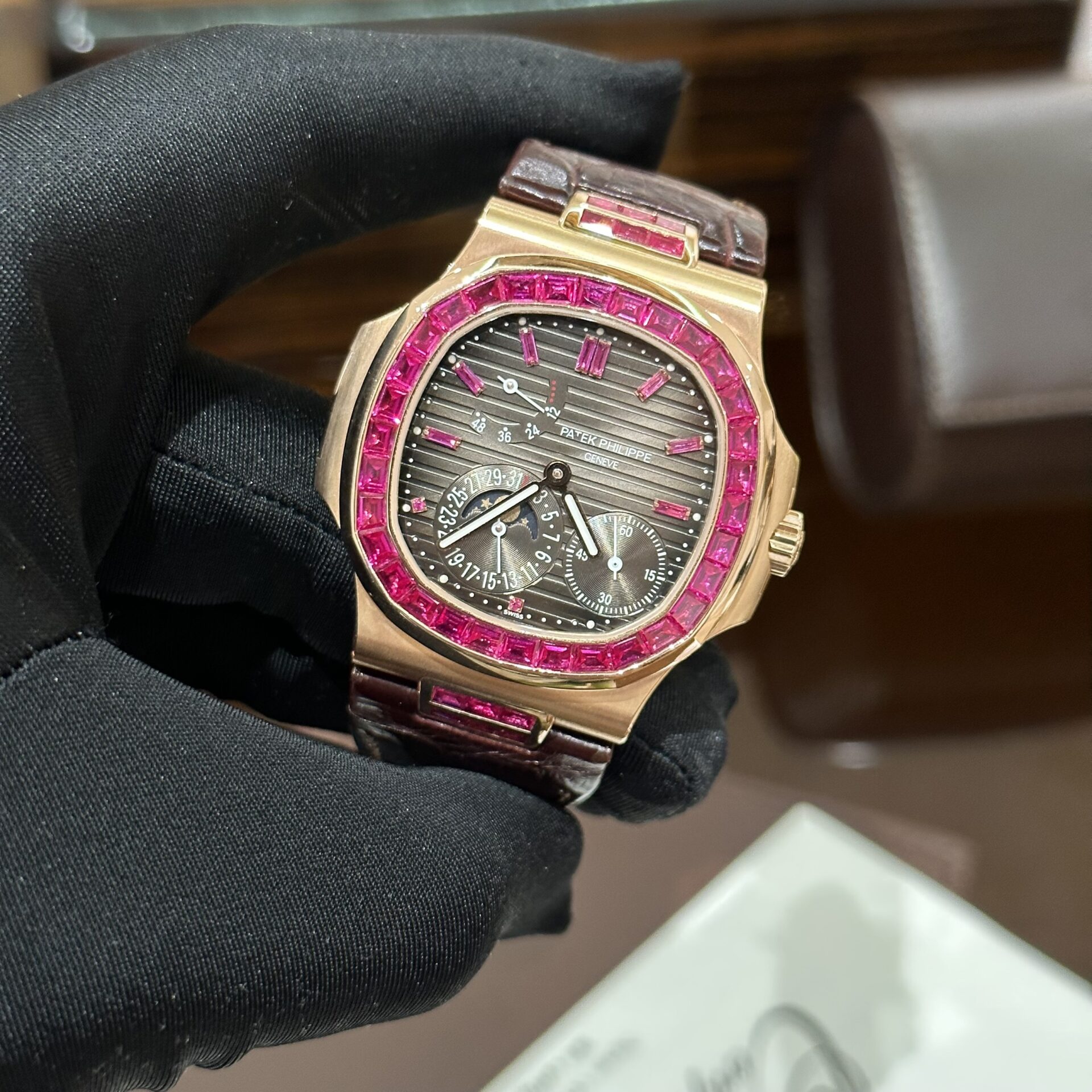 Patek Philippe Nautilus 5724 Gold Wrapped With Ruby Bezel 40mm
