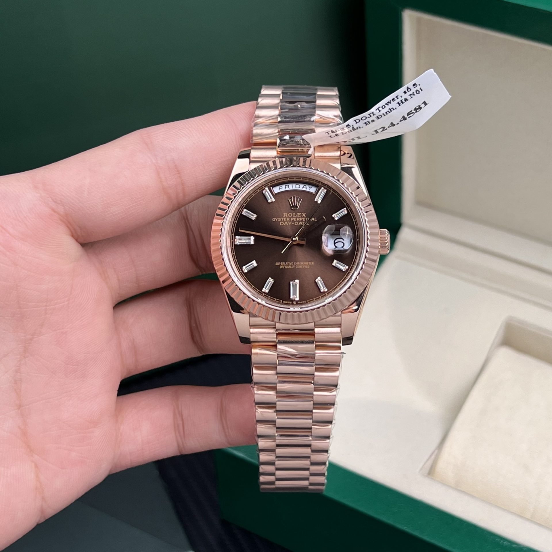 Rolex Best Replica Watch Day-Date Gold Wrapped Chocolate Dial Weight 177gram GM Factory 40mm