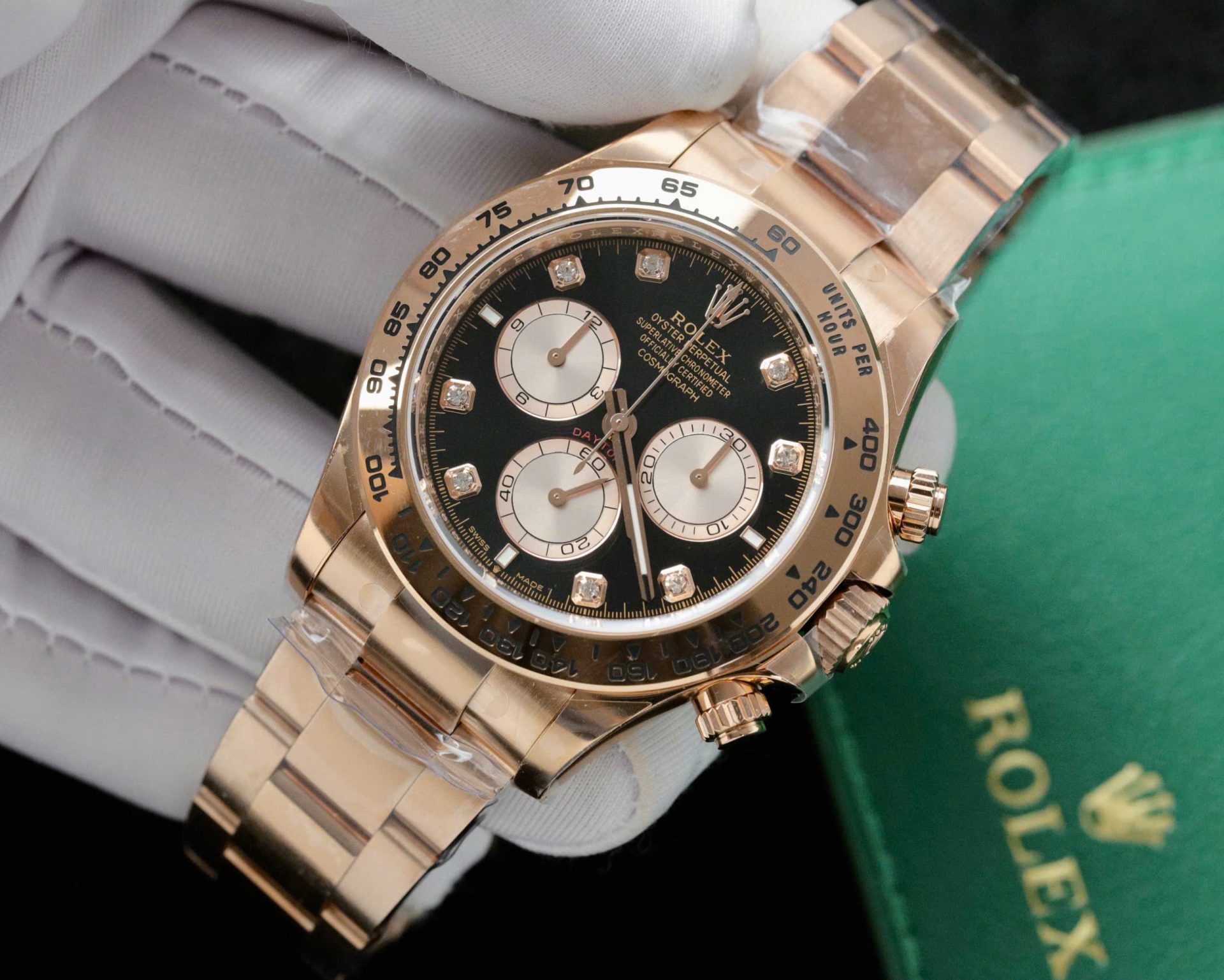 Rolex Daytona 126505 Rose Gold Best Replica Watch Black Dial 40mm