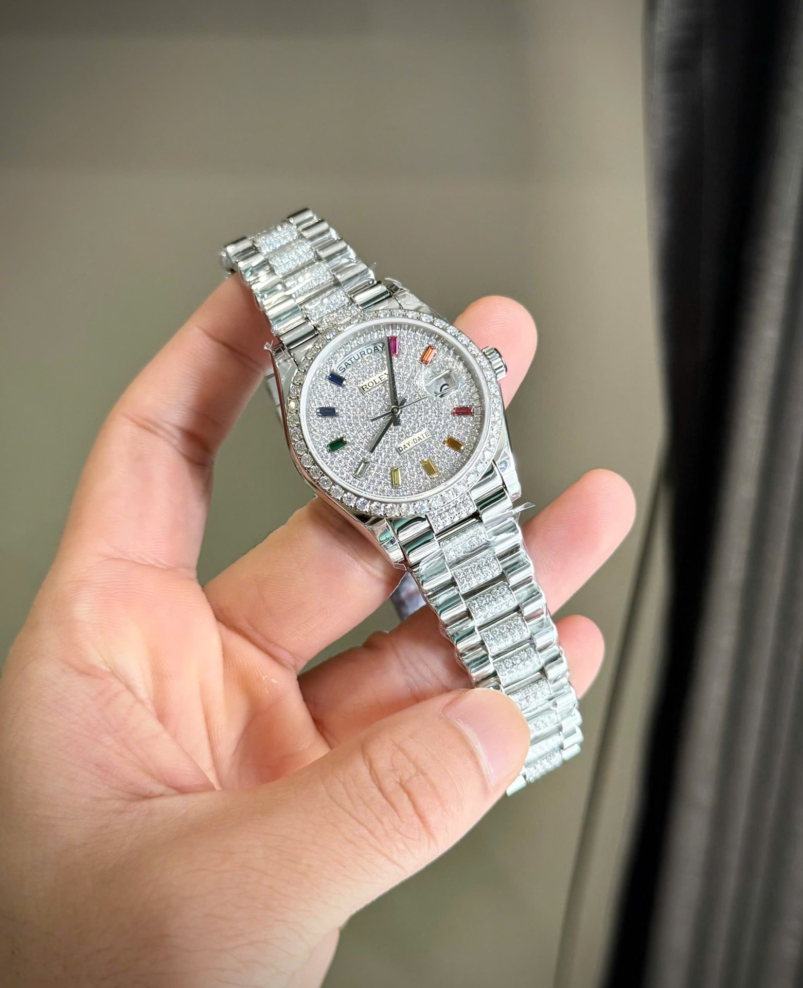 Rolex Day-Date Best Replica Watch Custom Moissanite Diamonds 36mm