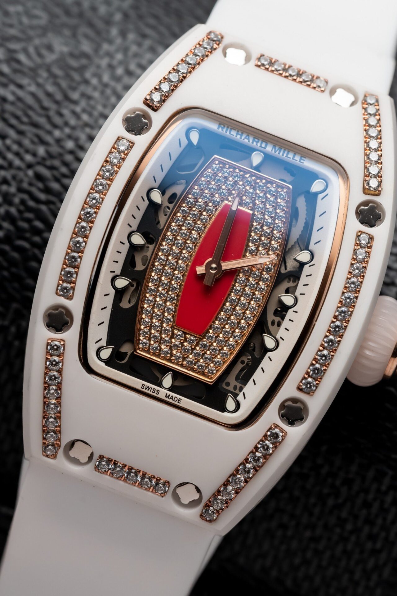 Richard Mille RM07-01 Replica Watch With Diamonds White Ceramic Case 36mm