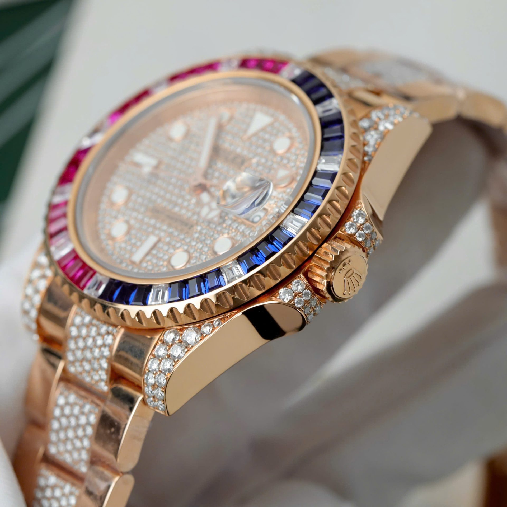 Rolex GMT-Master II 126755 SARU-DIAO Gold Wrapped Moissanite Sapphire Replica Watch 40mm