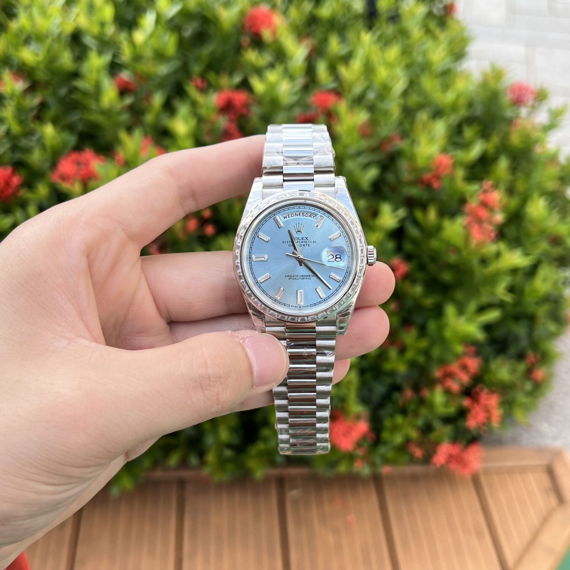 Rolex Day-Date Replica Watch Ice Blue Dial GS Factory 40mm