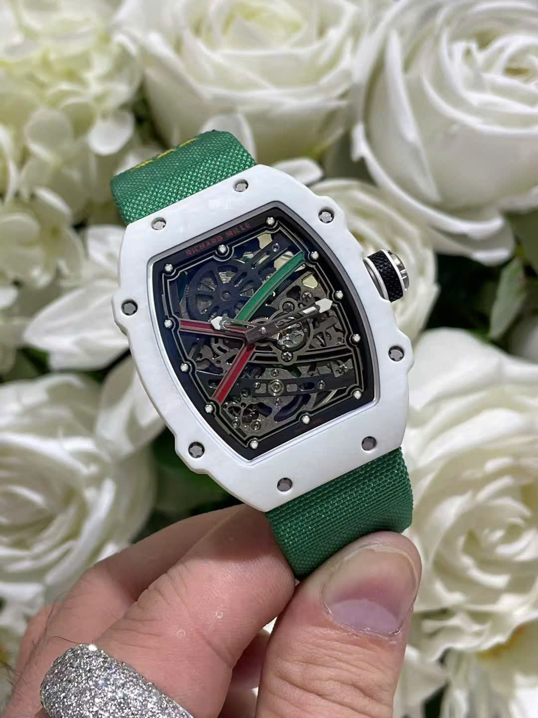 Richard Mille RM67-02 White Carbon Best Replica Watches Weight 37 Grams 38.7×47.52mm