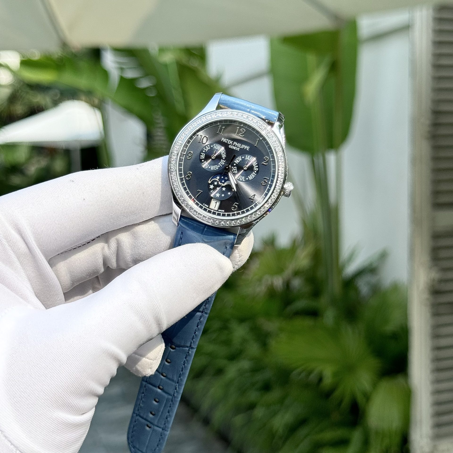 Patek Philippe Replica Watches Complications 4947G Blue Dial Leather Strap 38mm