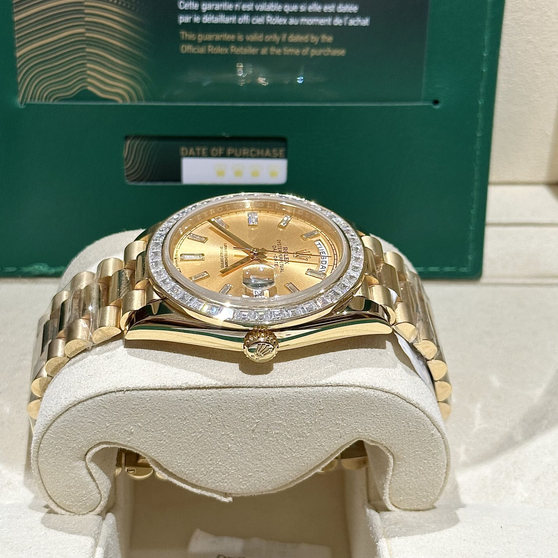 Rolex Day-Date Replica Watch Gold Wrapped Moissanite Baguette Diamond 40mm