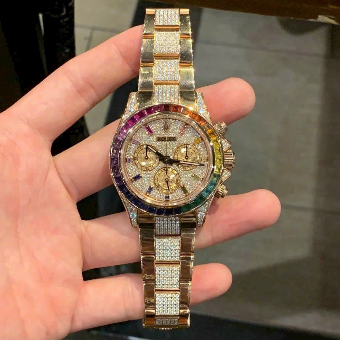 Rolex Daytona Rainbow Replica 1:1 Watch With Full Diamonds 40mm
