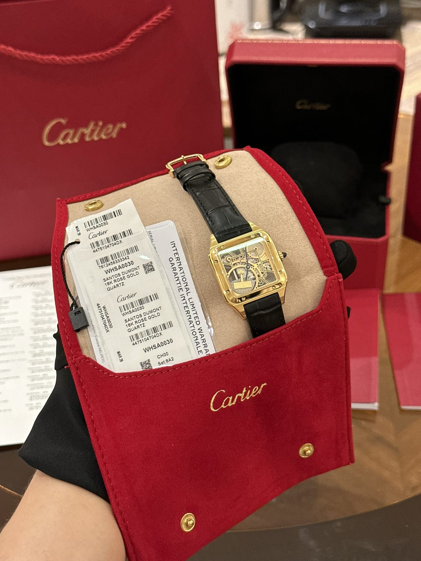 Cartier Replica Watch Santos WHSA0031 Quartz Leather Strap 31x43mm